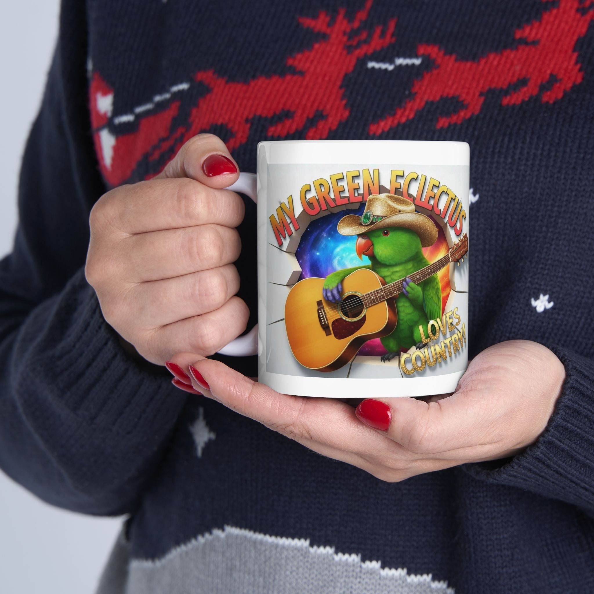 My Green Eclectus Loves Country Mug