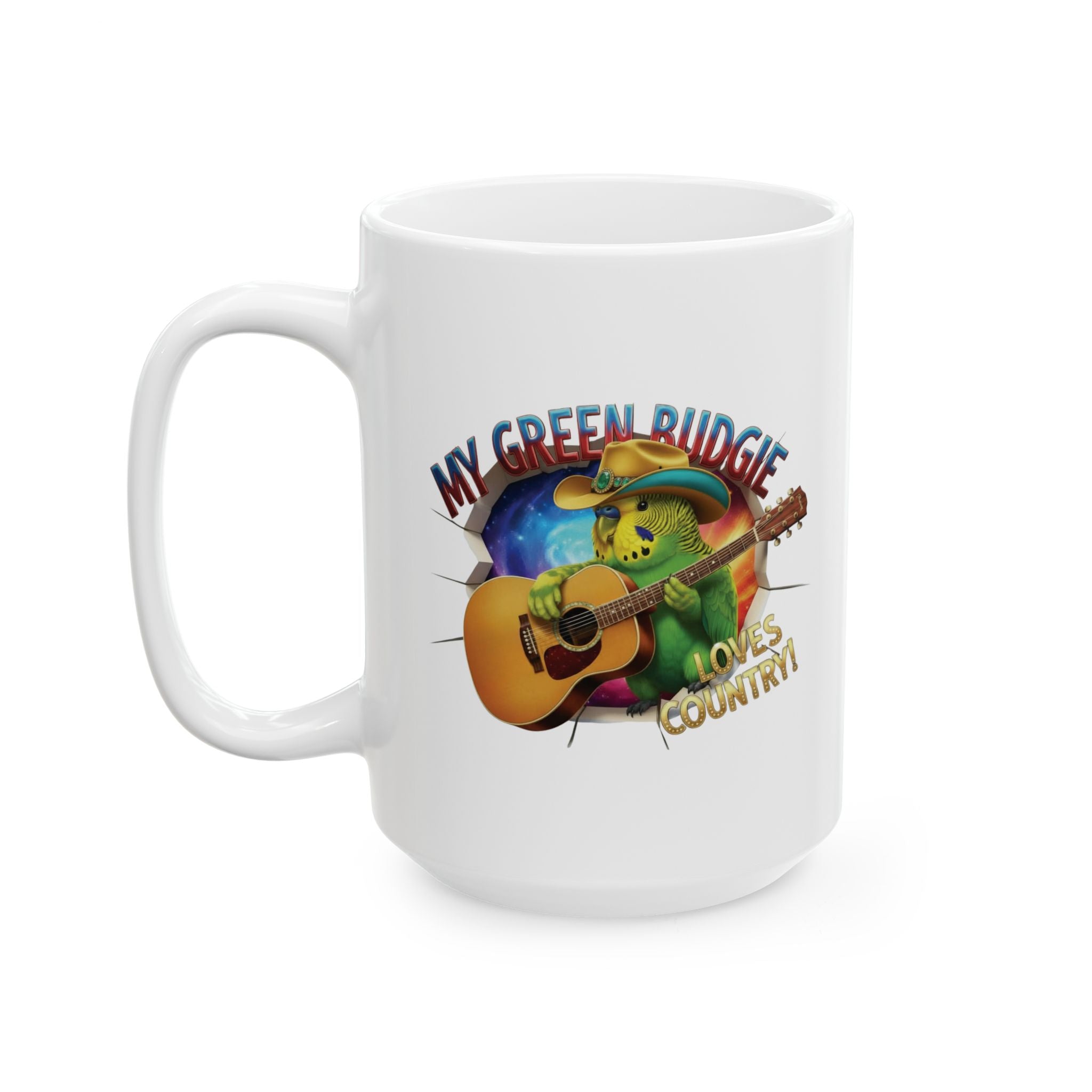 Green Budgie Loves Country Mug