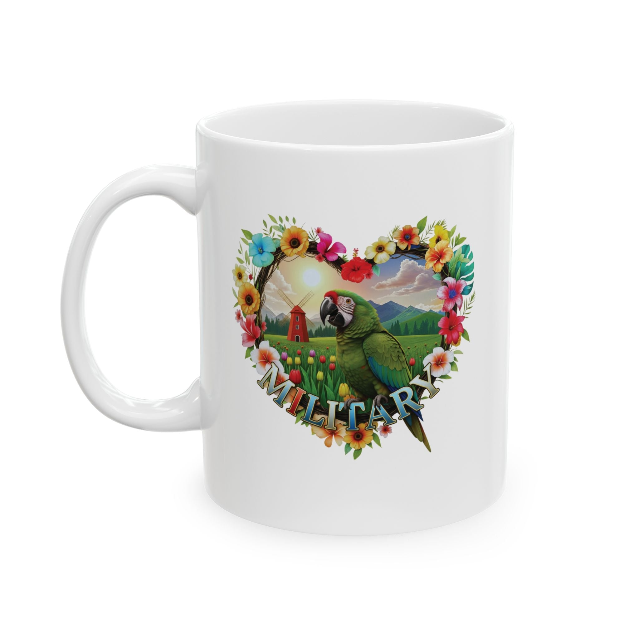 Military Macaw Heart Design Mug