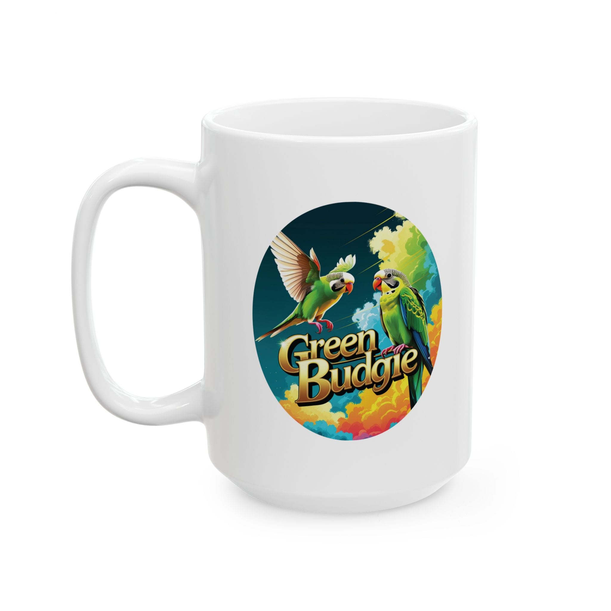 Cute Green Budgie Pair Mug