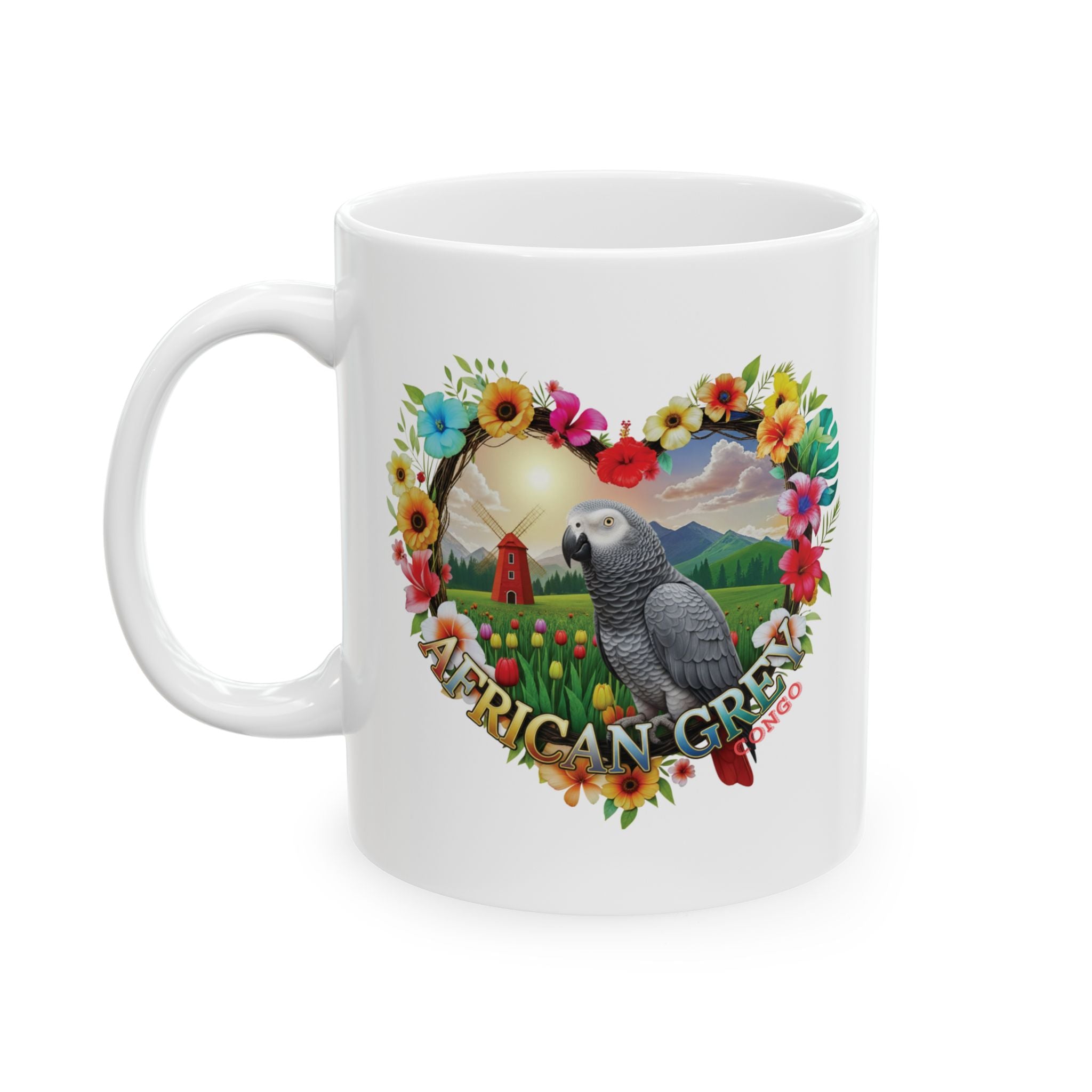 African Grey Congo Floral Mug
