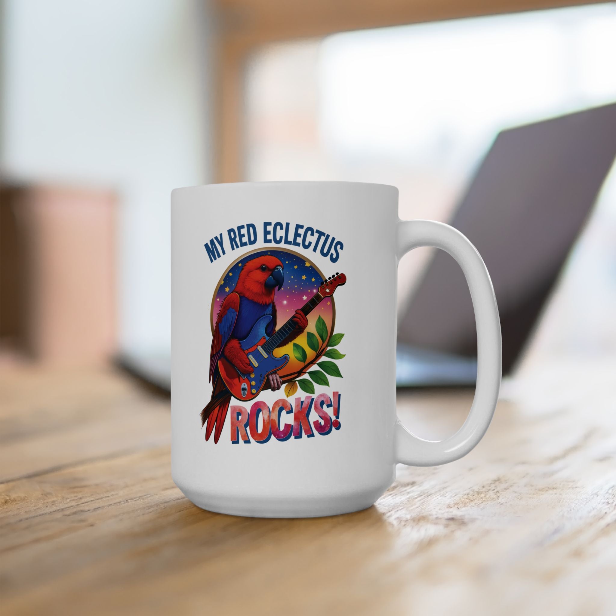 My Red Eclectus Rocks Guitar Mug