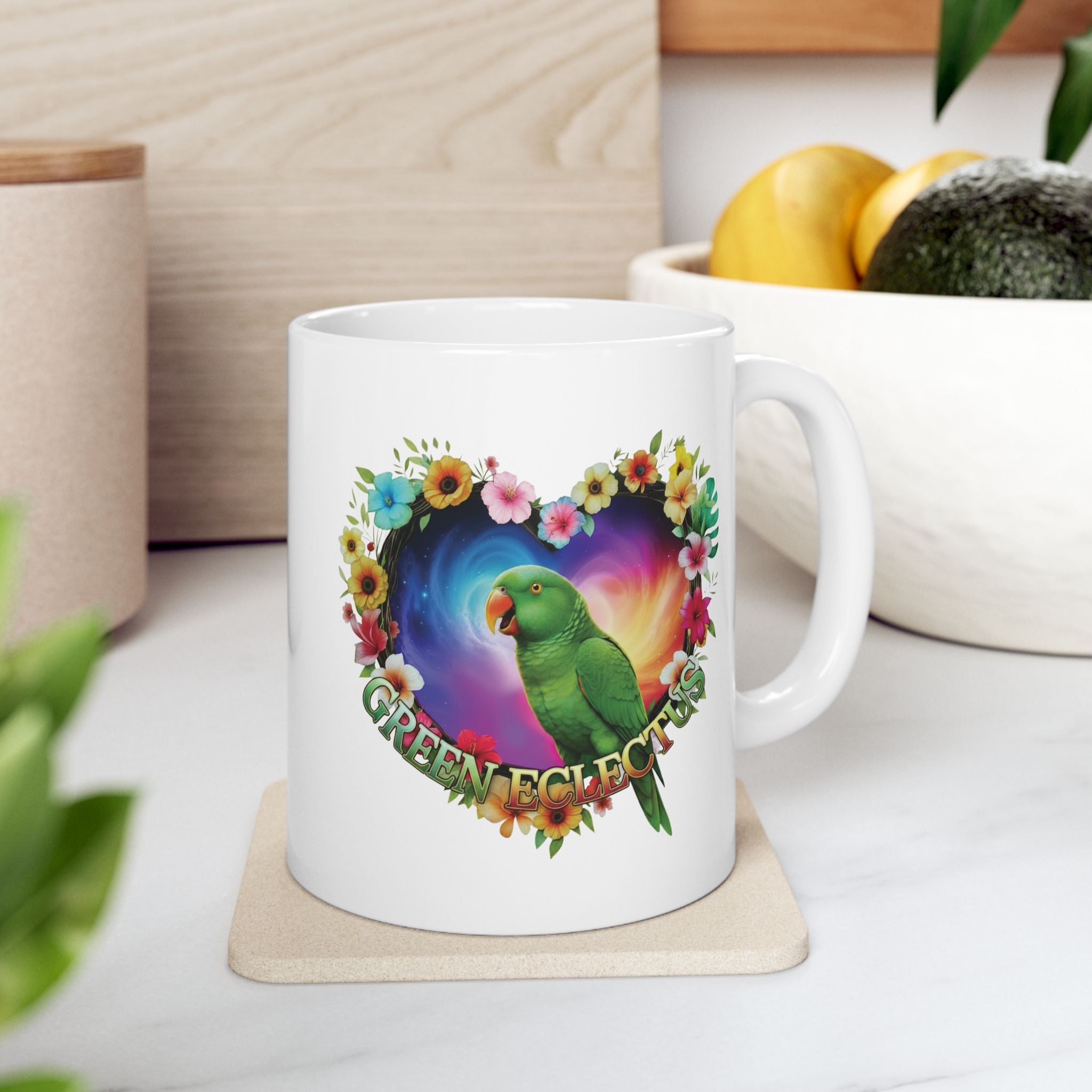 Green Eclectus Heart Design Mug