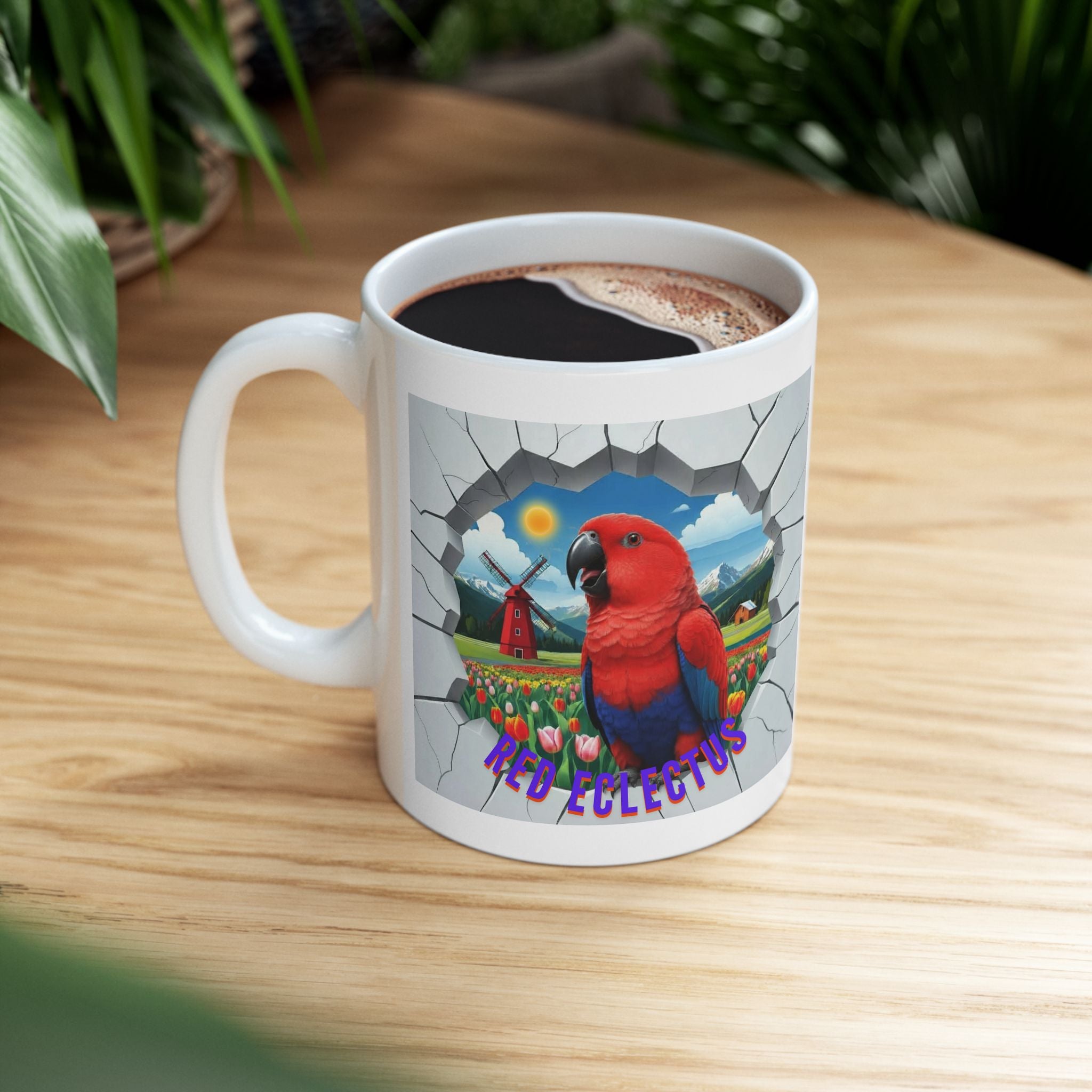 Red Eclectus Tulip Windmill Field Mug
