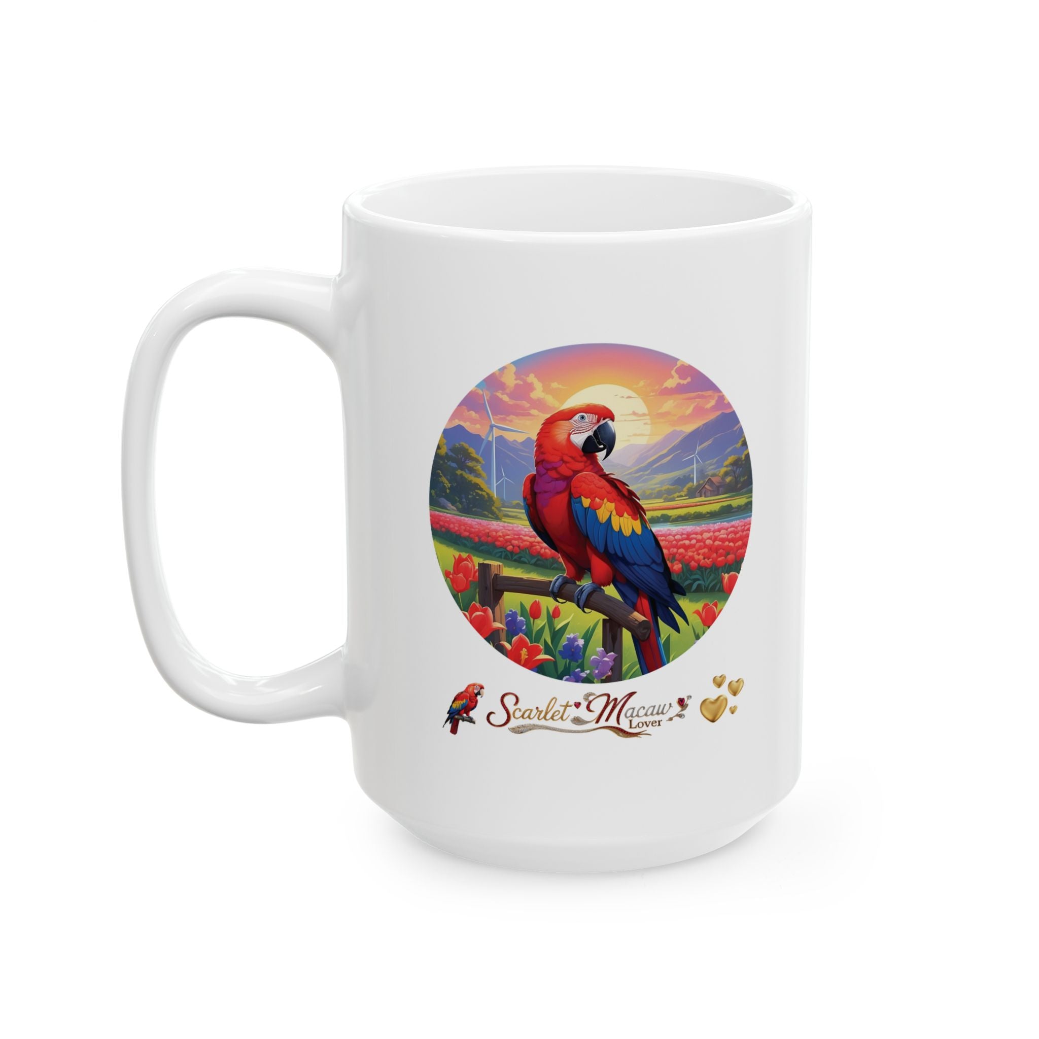 Scarlet Macaw Lover Floral Mug