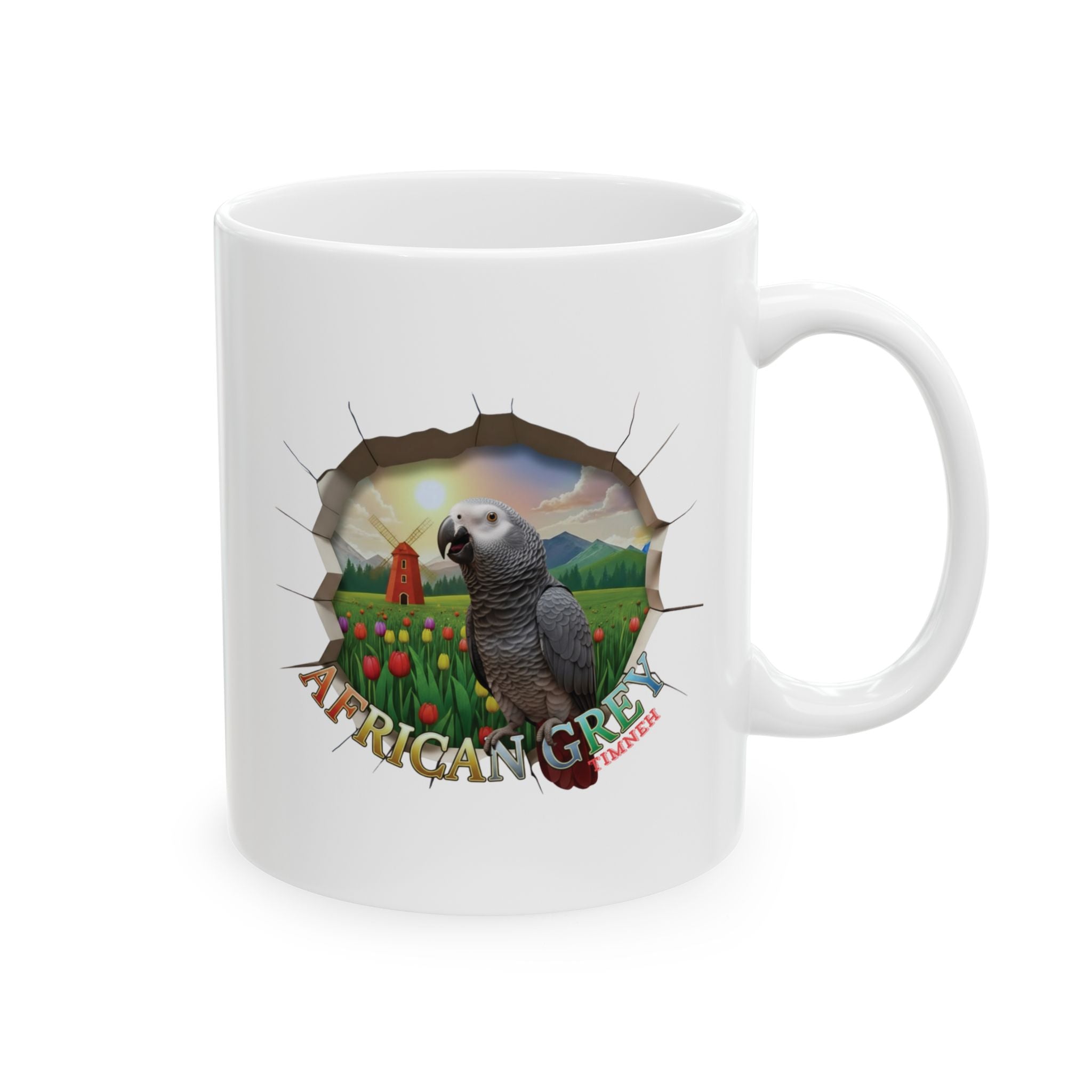 African Grey Timneh Tulip Field Mug