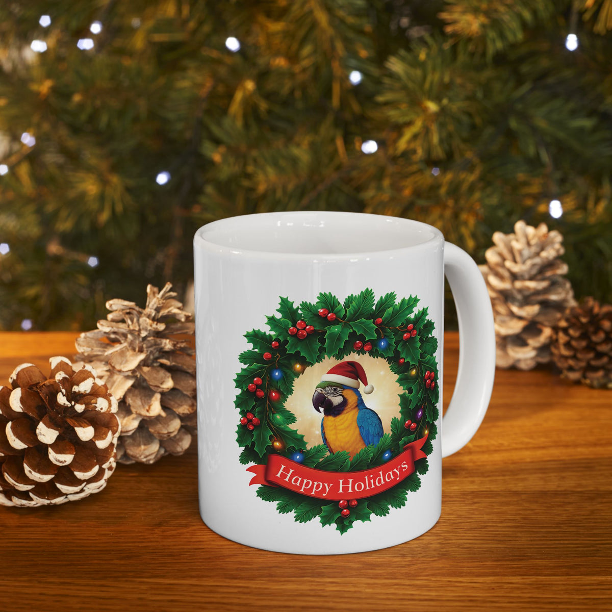 Happy Holidays Blue & Gold Mug
