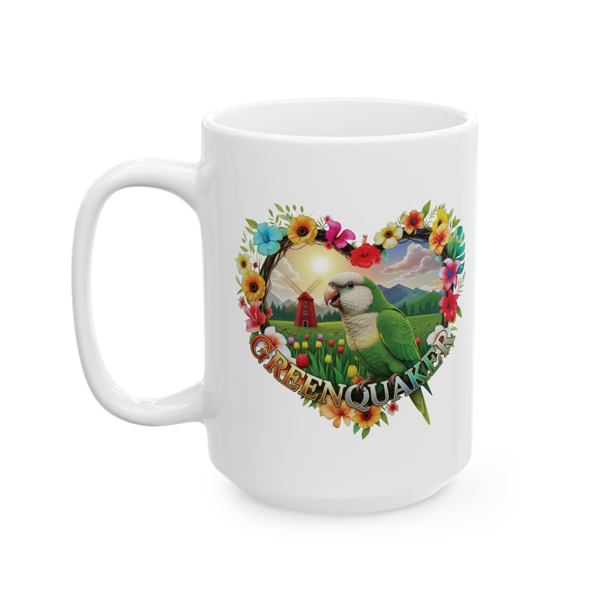 Green Quaker Floral Mug