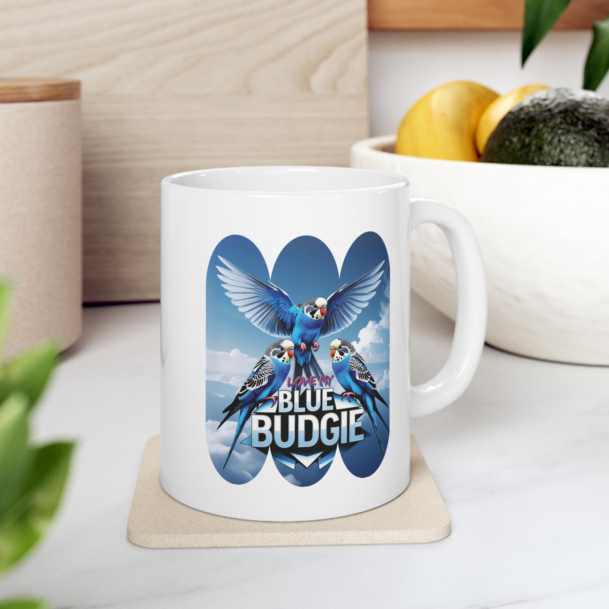 Love My Blue Budgie Flying Mug