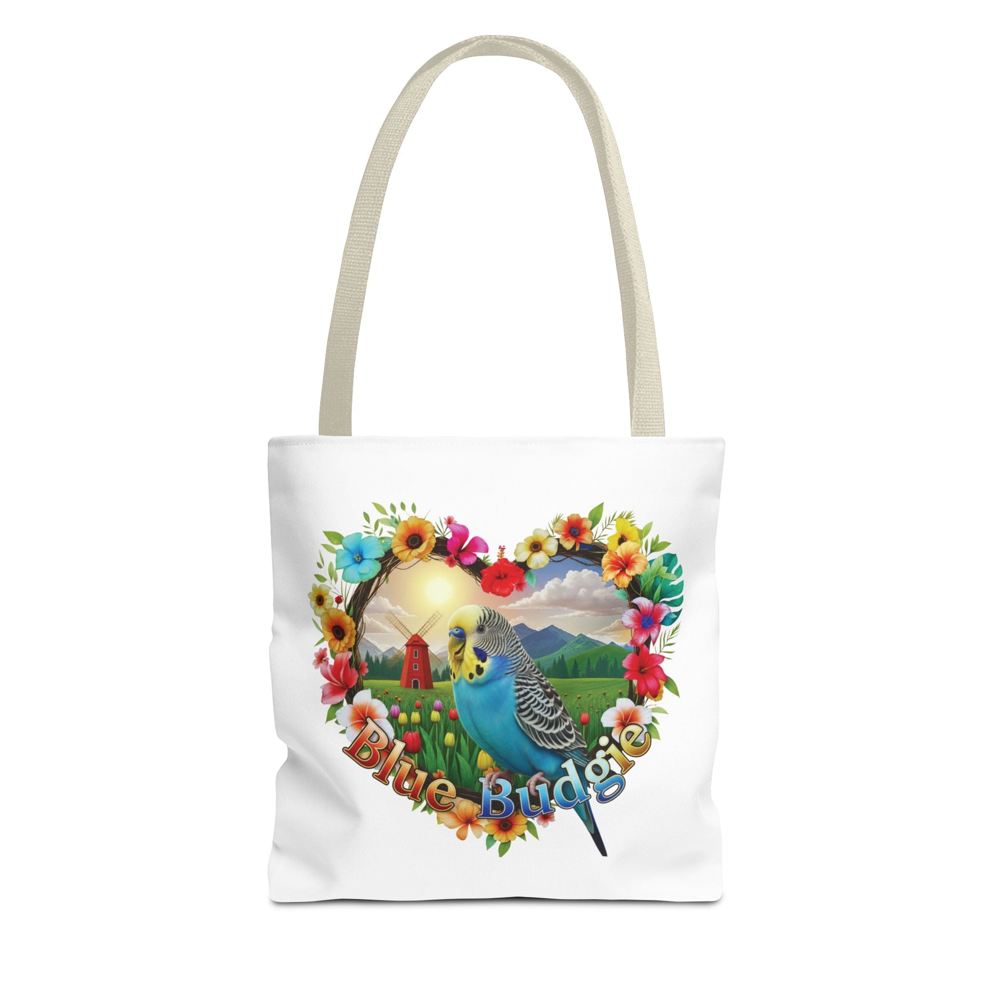 Blue Budgie Garden Scene Tote Bag