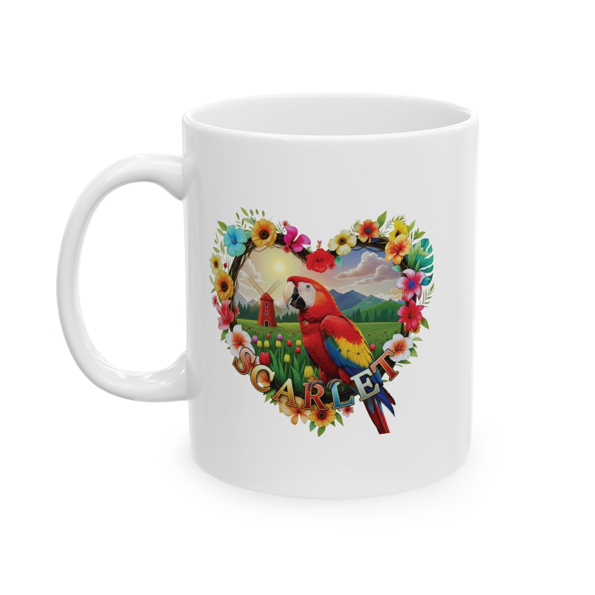Scarlet Parrot Floral Mug