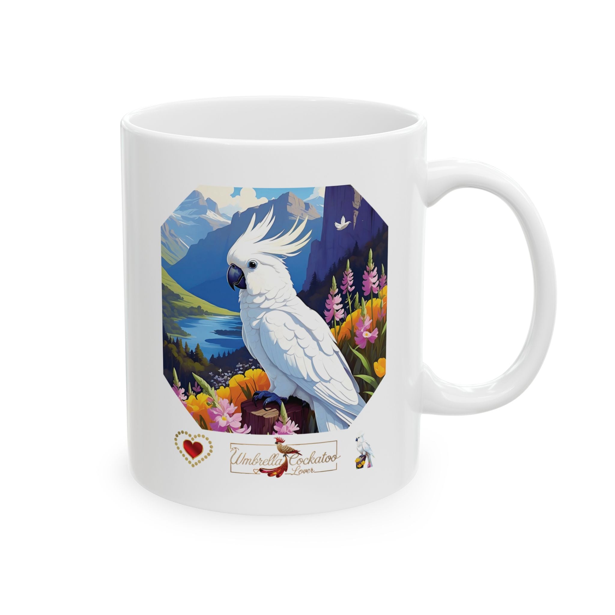 Umbrella Cockatoo Lover Floral Mug