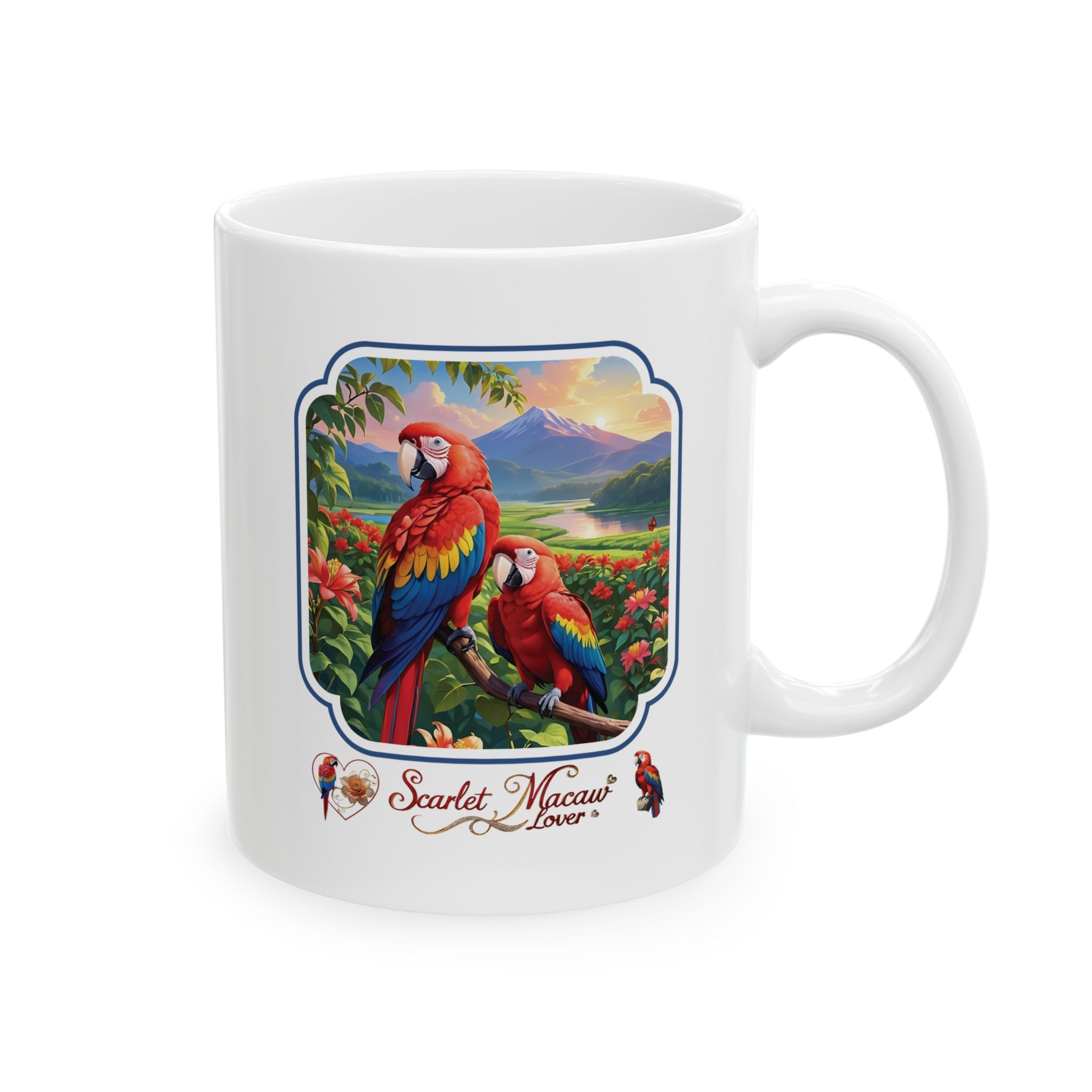 Scarlet Macaw Lover Floral Mug