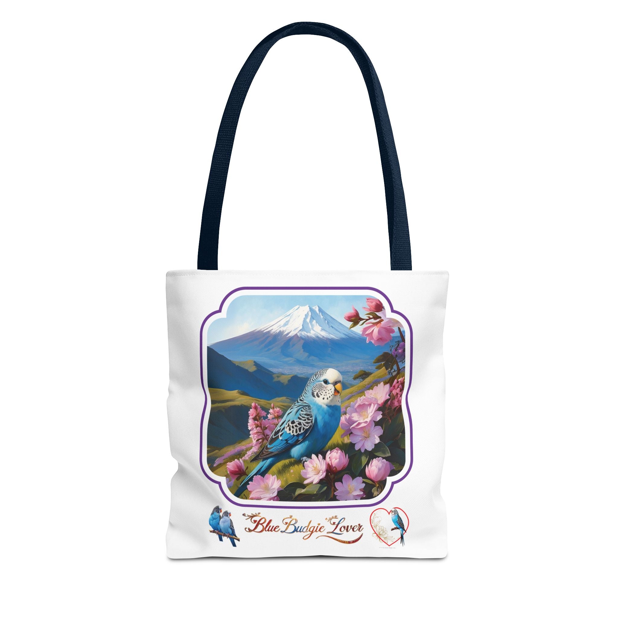 Blue Budgie Lover Floral Scenic Tote Bag