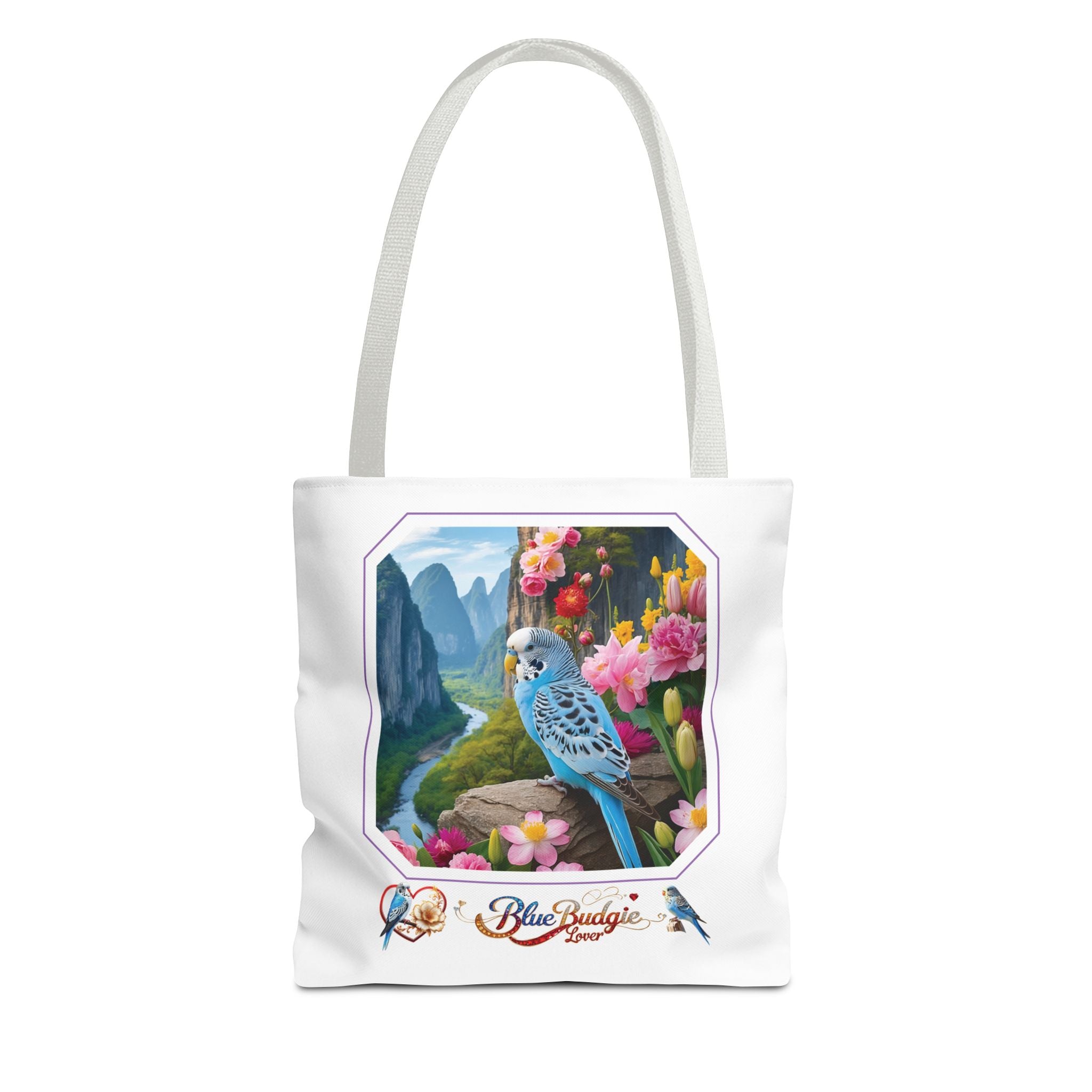 Blue Budgie Lover Mountain Tote Bag