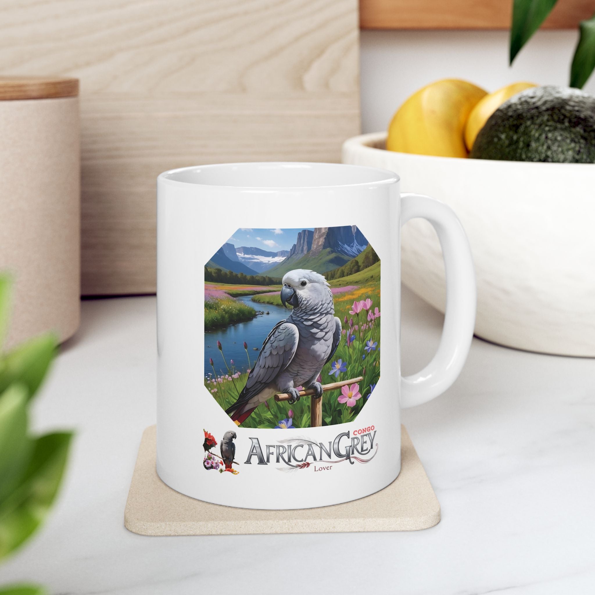 African Grey Ceramic Mug