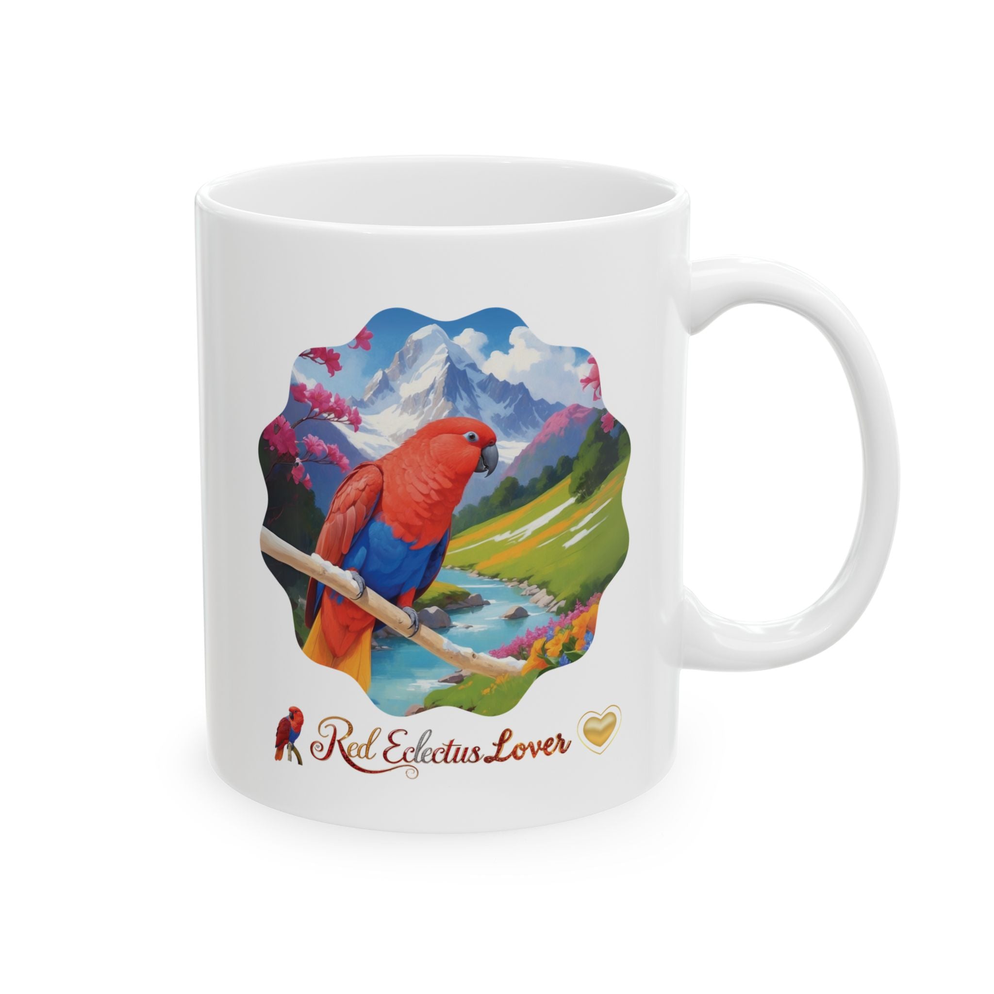 Red Eclectus Lover Lake Scenic Mug