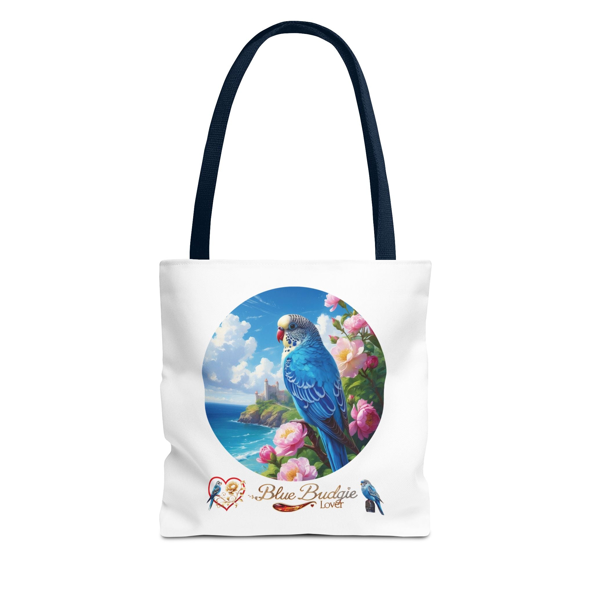 Blue Budgie Lover Floral Lake Tote Bag