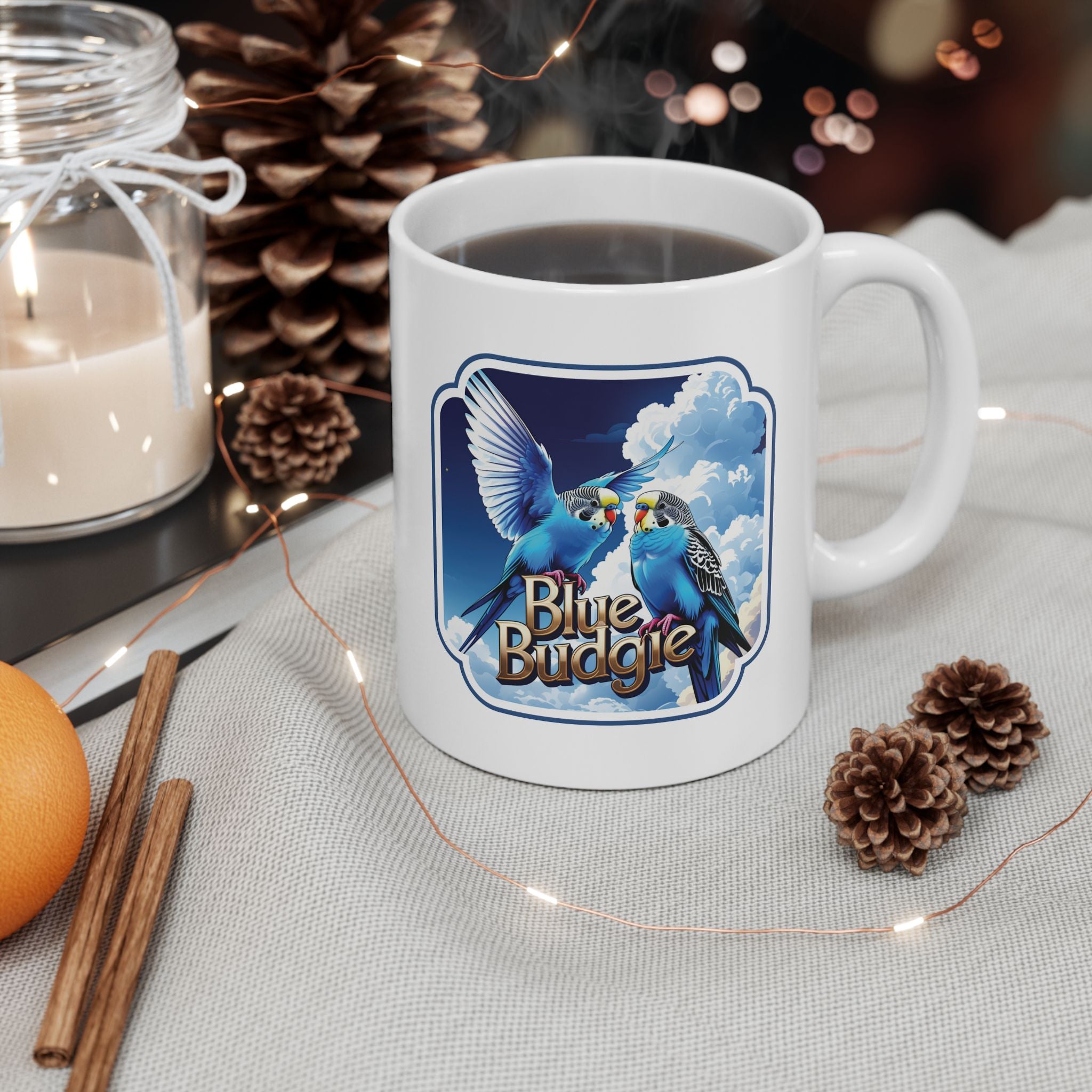 Flying Blue Budgie Sky Mug