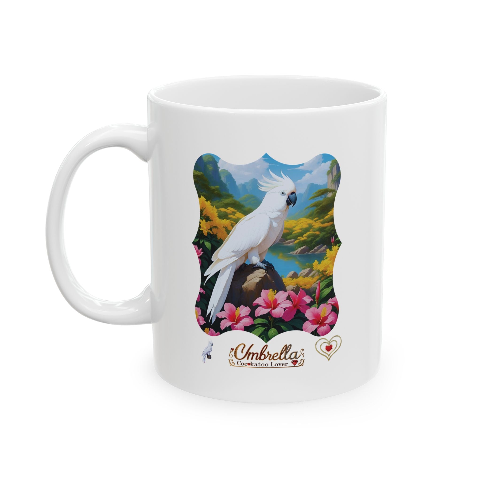 Umbrella Cockatoo Lover Floral Lake Mug