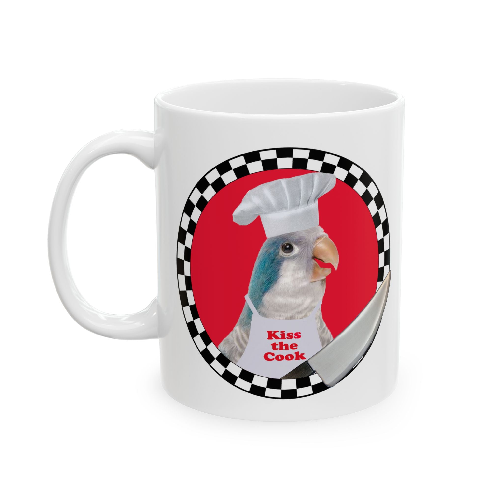 Kiss The Cook Blue Quaker Mug