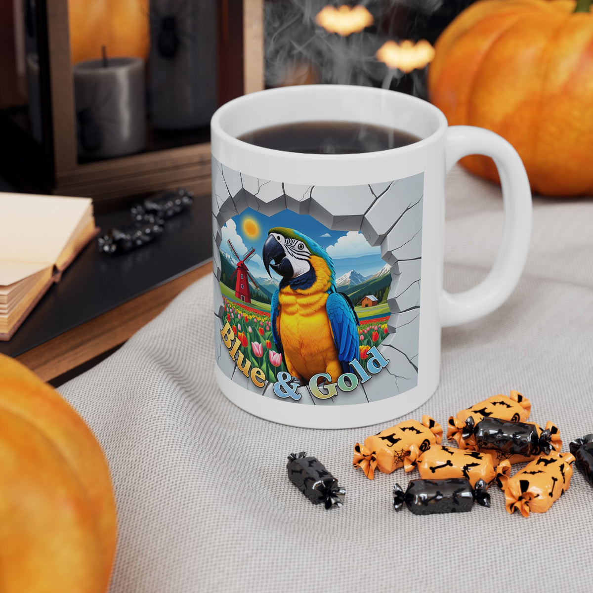Blue and Gold Meadow Scenic Mug