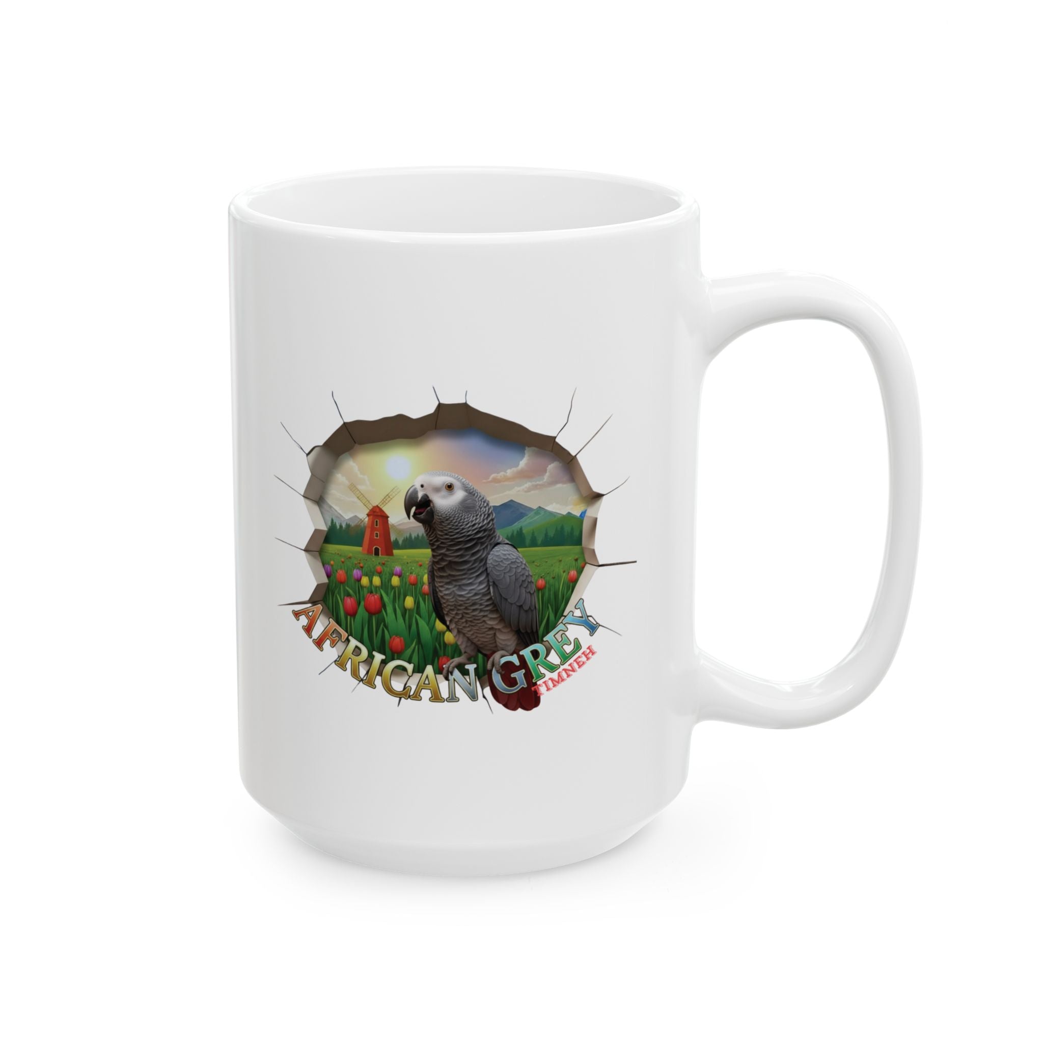 African Grey Timneh Tulip Field Mug