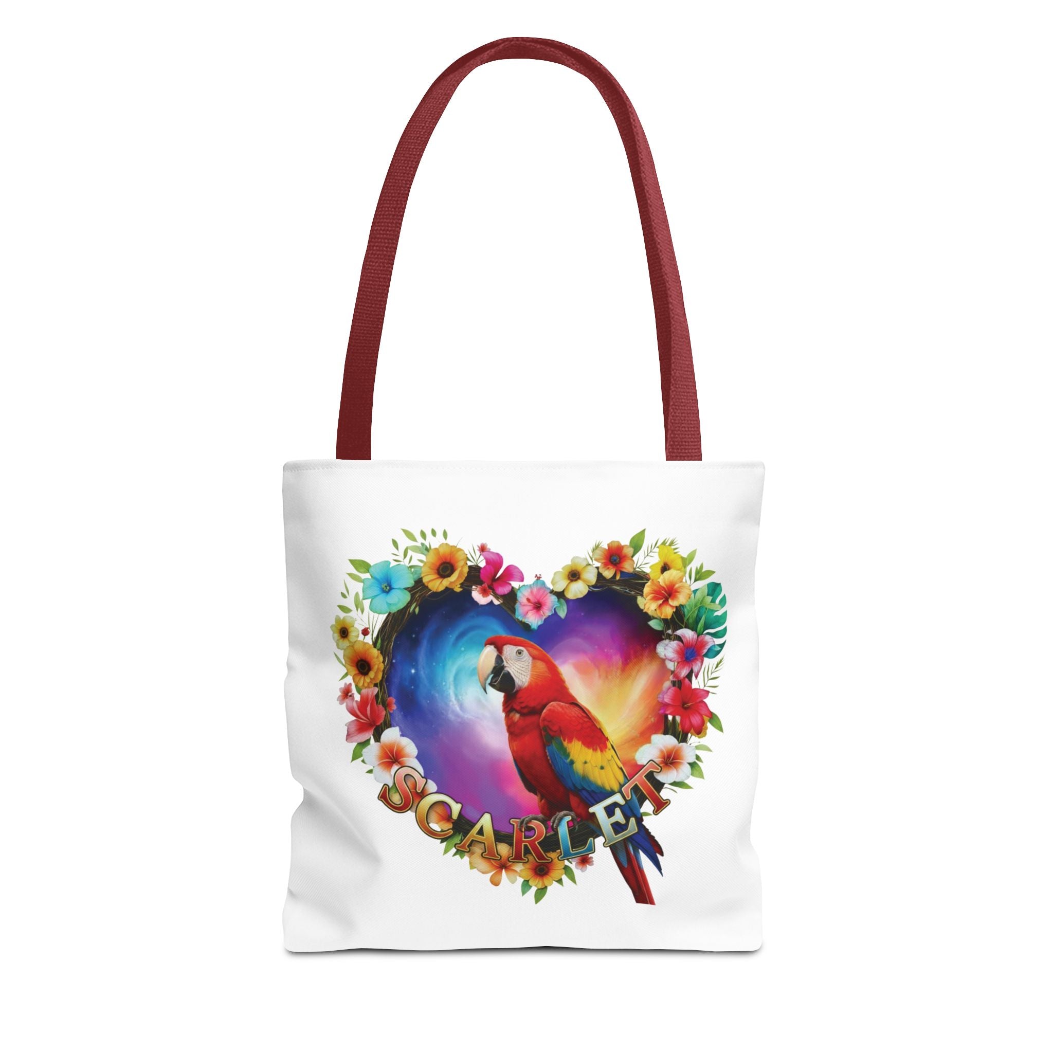 Scarlet Floral Parrot Tote Bag