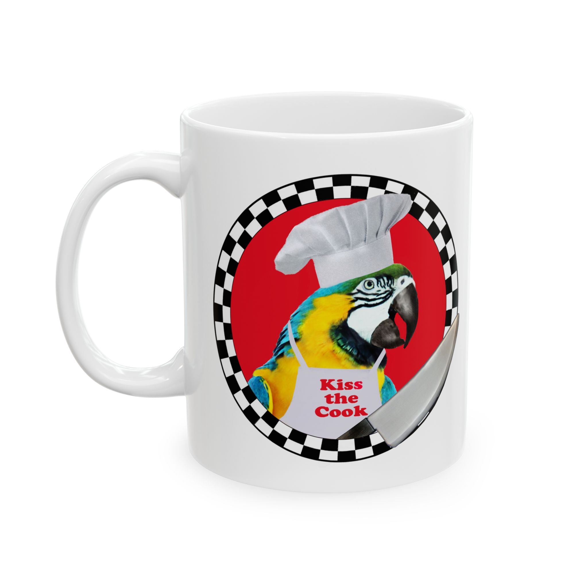 Kiss The Cook Blue And Gold Mug