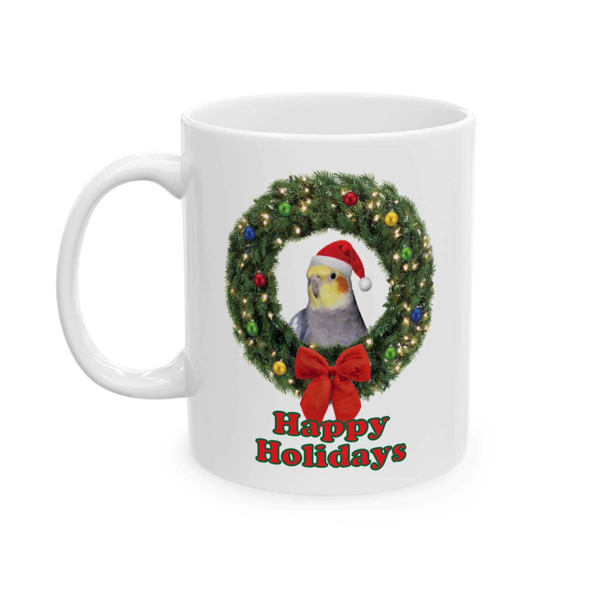Happy Christmas Holidays Cockatiel Mug