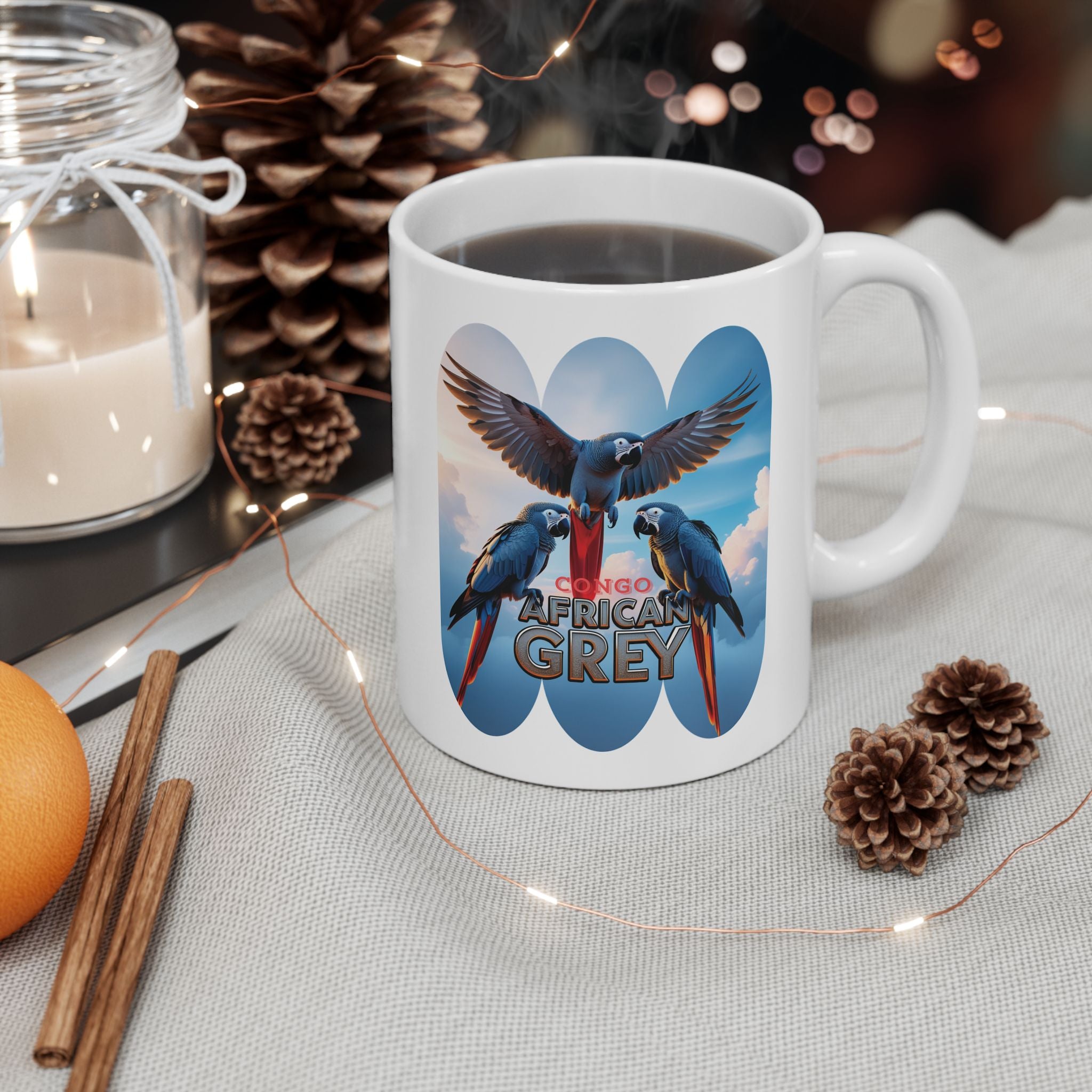 African Grey Parrot Ceramic Mug