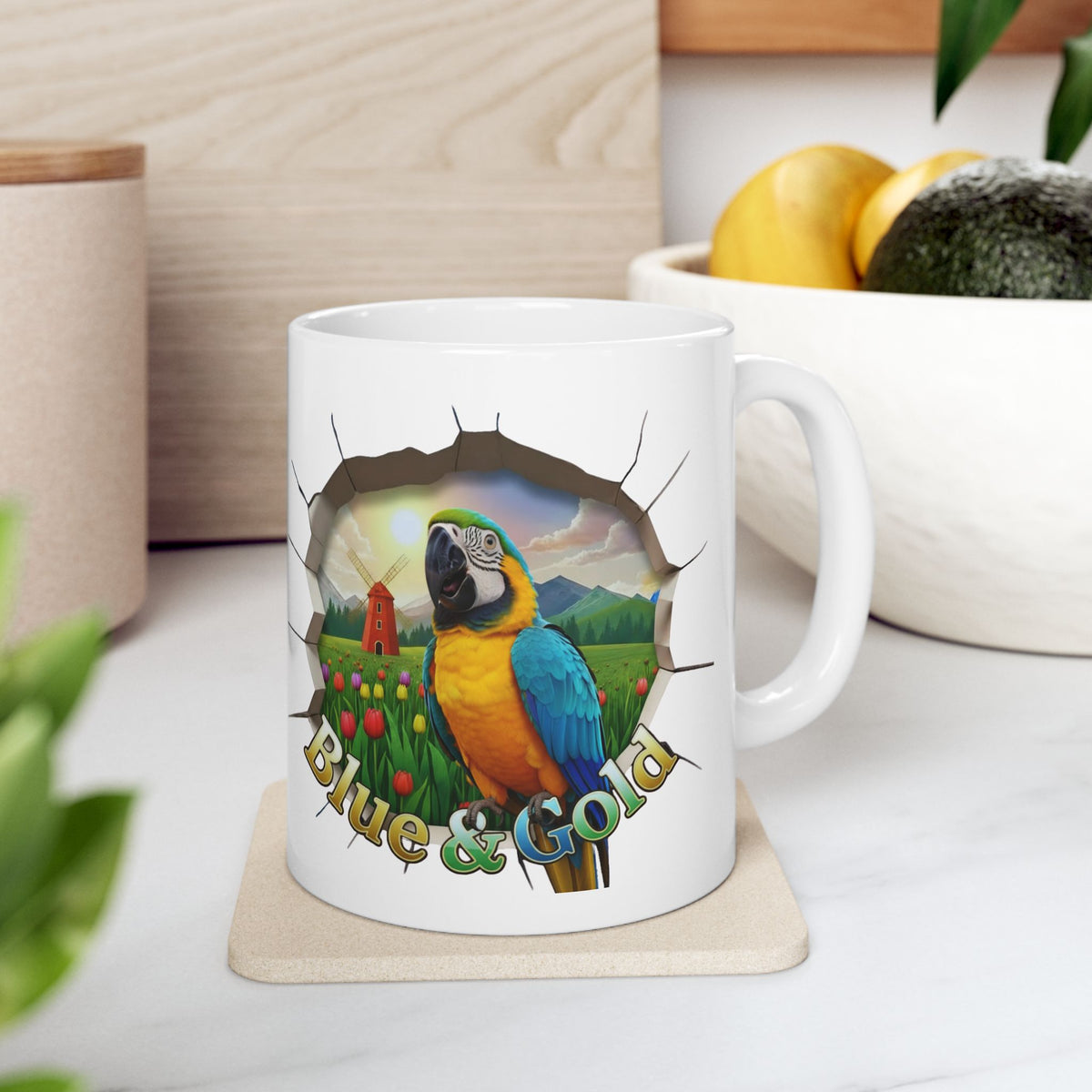 Blue and Gold Meadow Scenic Mug