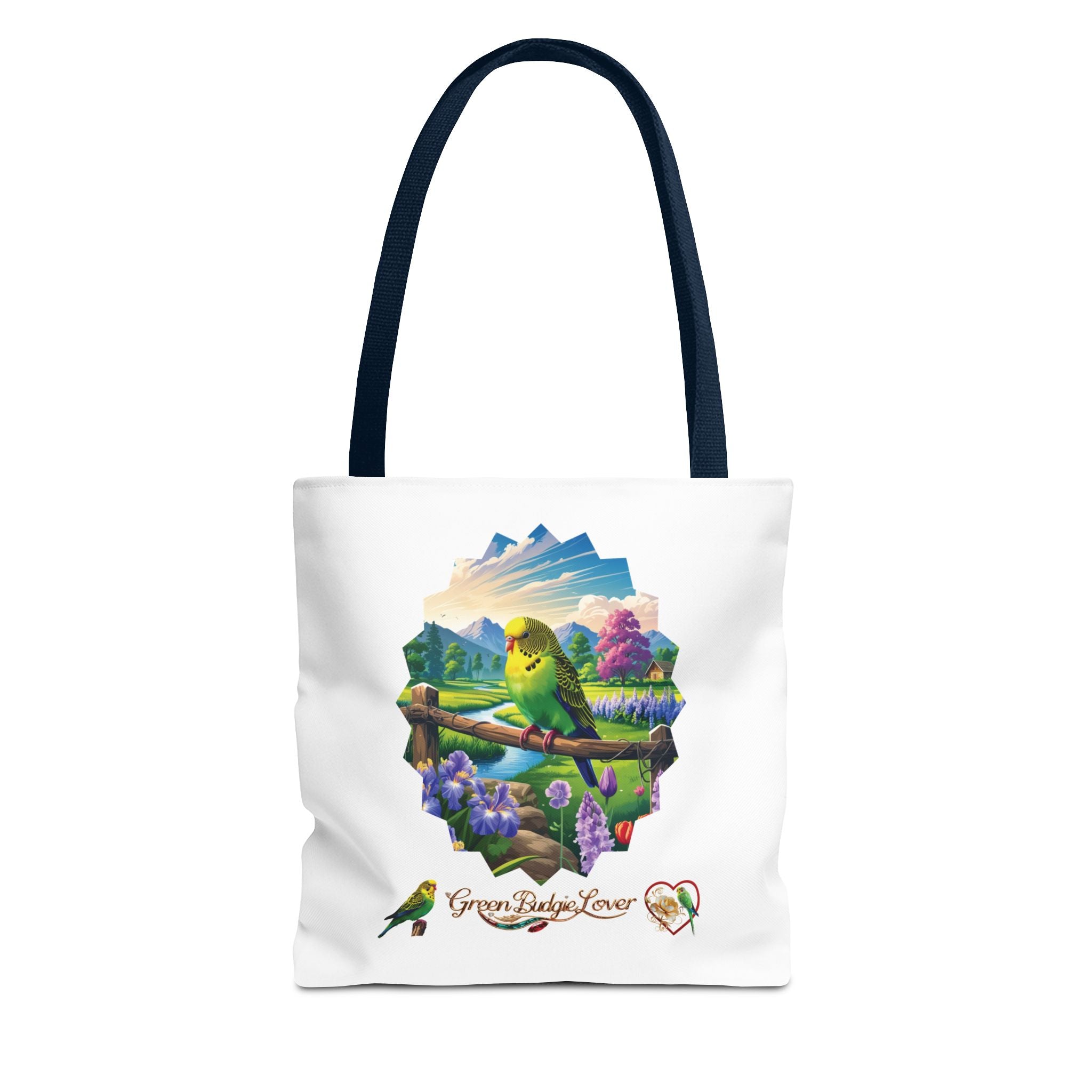 Floral Green Budgie Lover Tote Bag