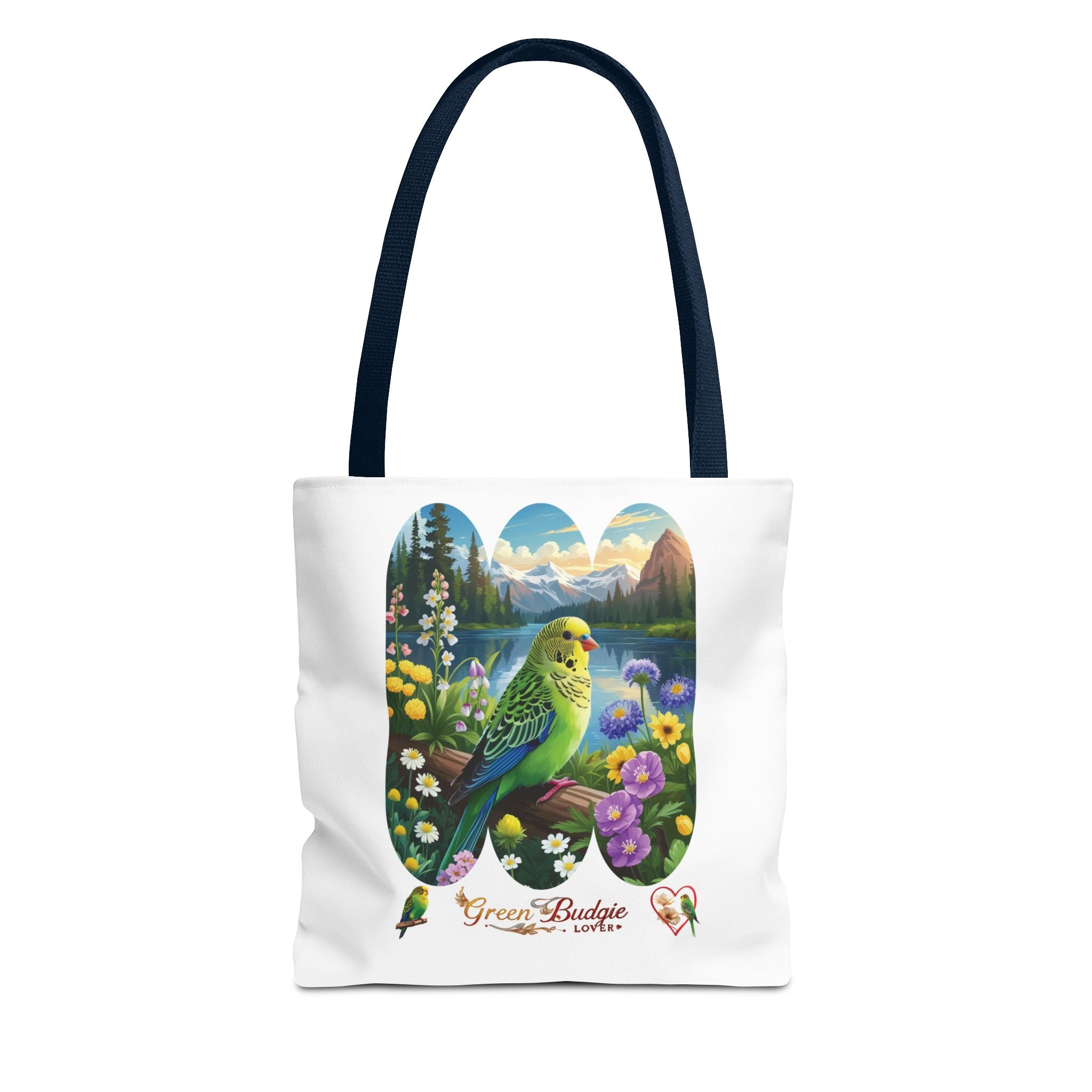 Green Budgie Lover Floral Tote Bag