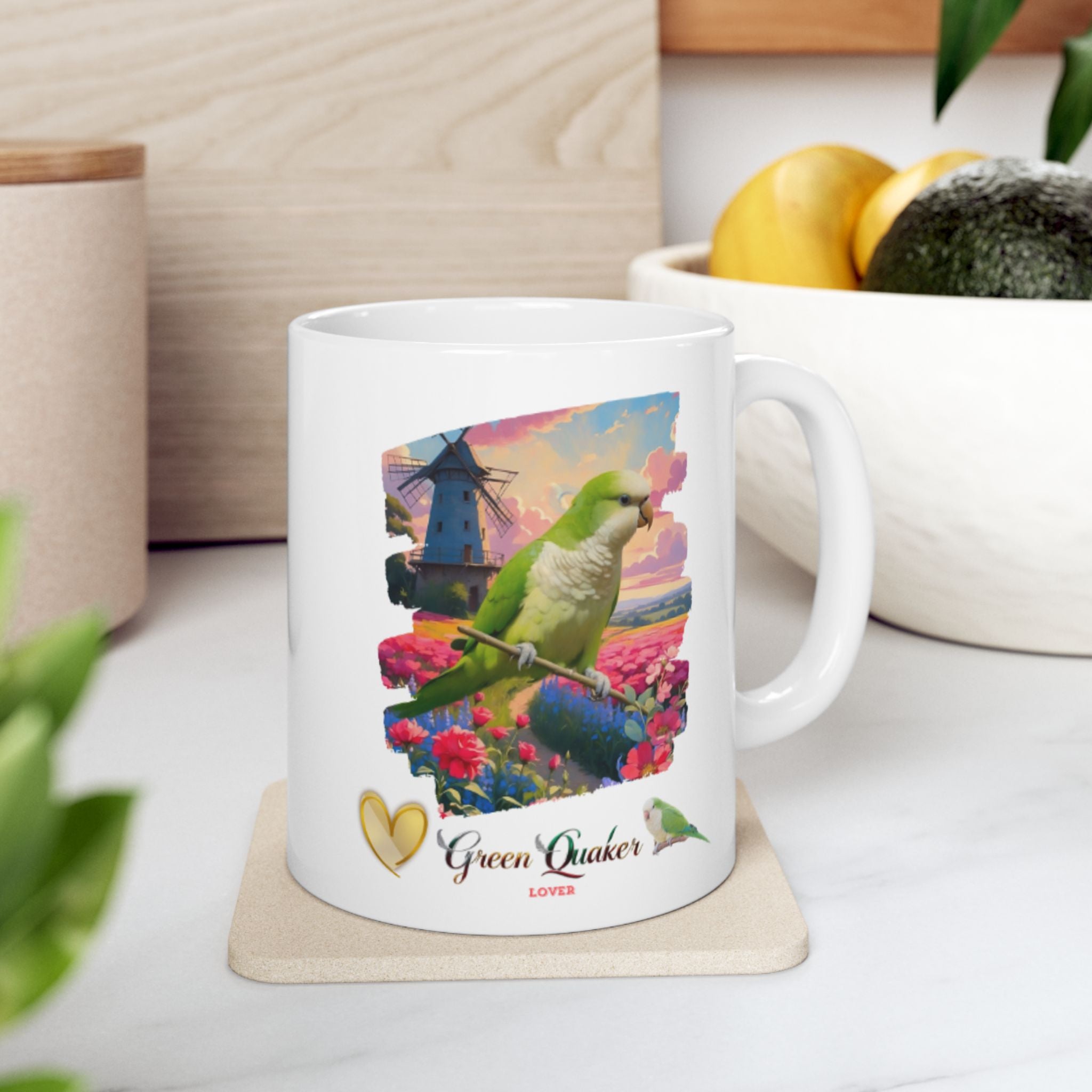 Green Quaker Lover Floral Mug