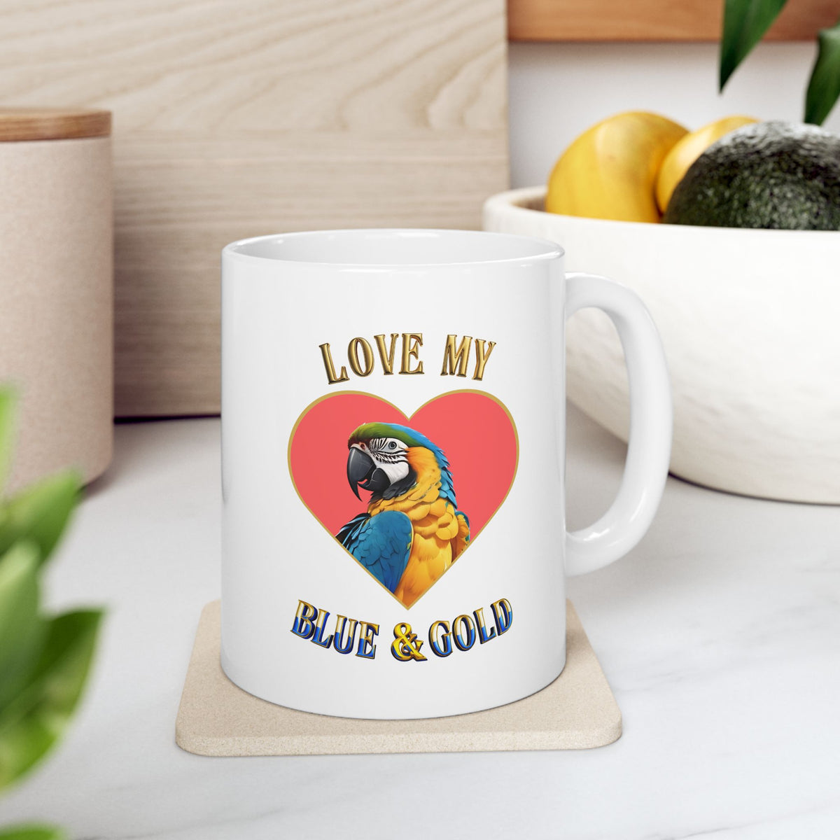 Love My Blue & Gold Heart Mug
