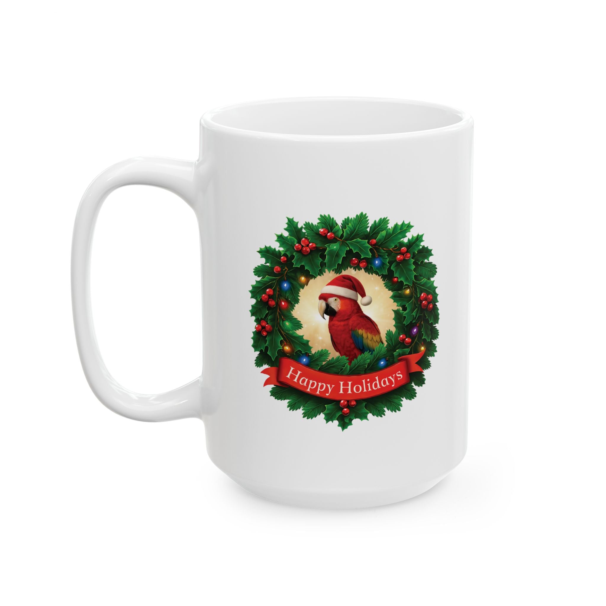 Happy Holidays Scarlet Wreath Mug
