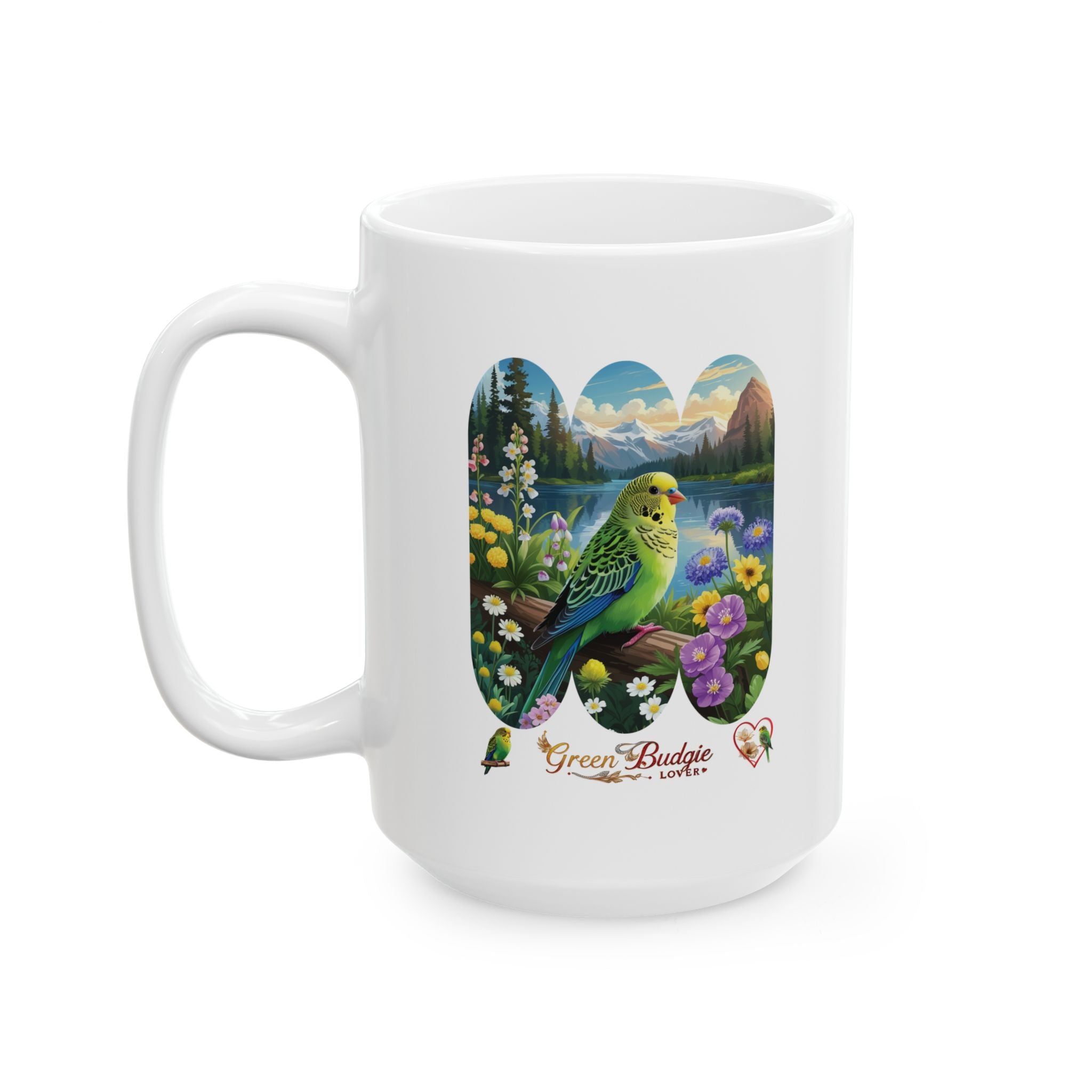 Green Budgie Lover Lake Mug