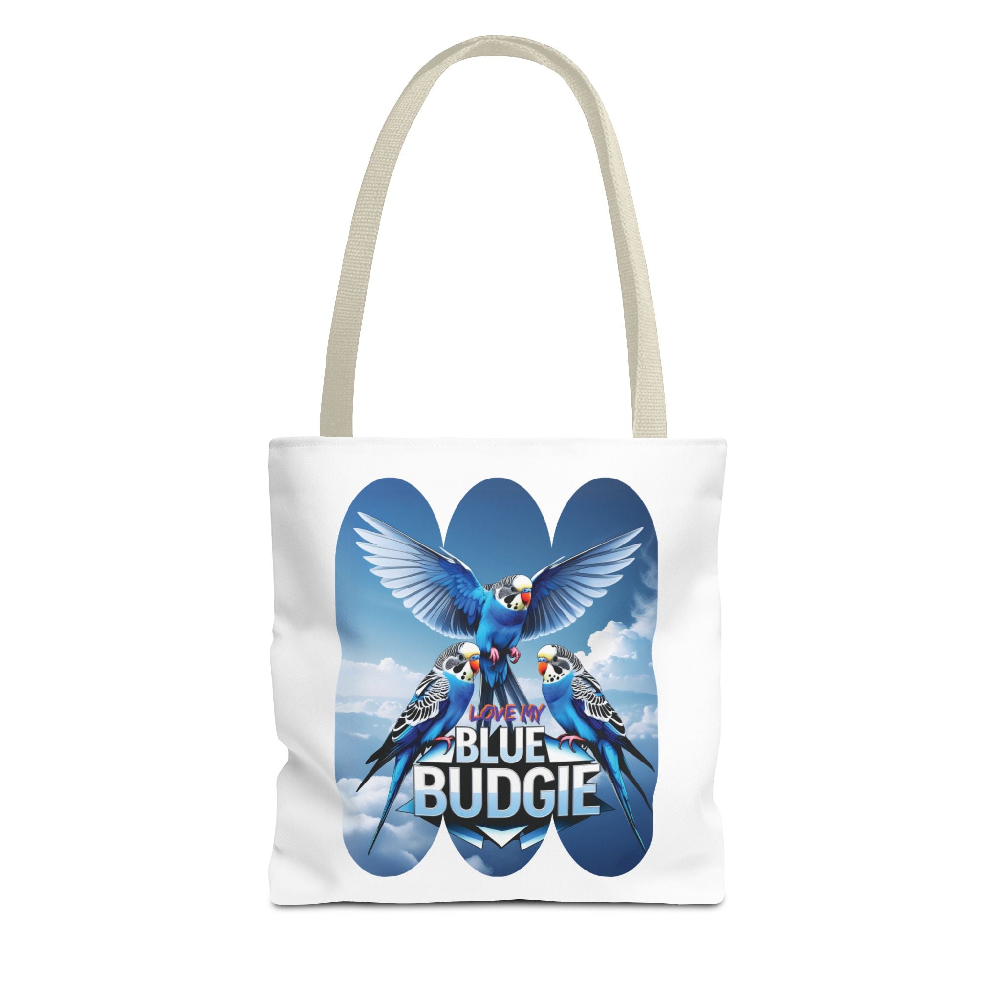 Love My Blue Budgie Flying Tote Bag