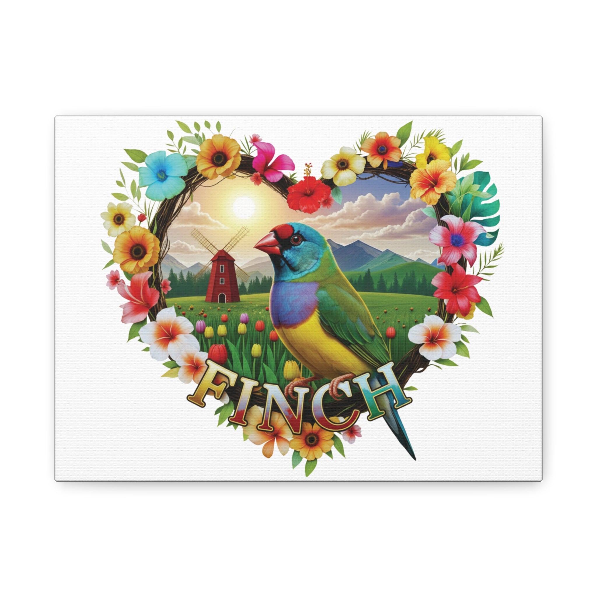 Floral Finch Bird Wall-Hanging