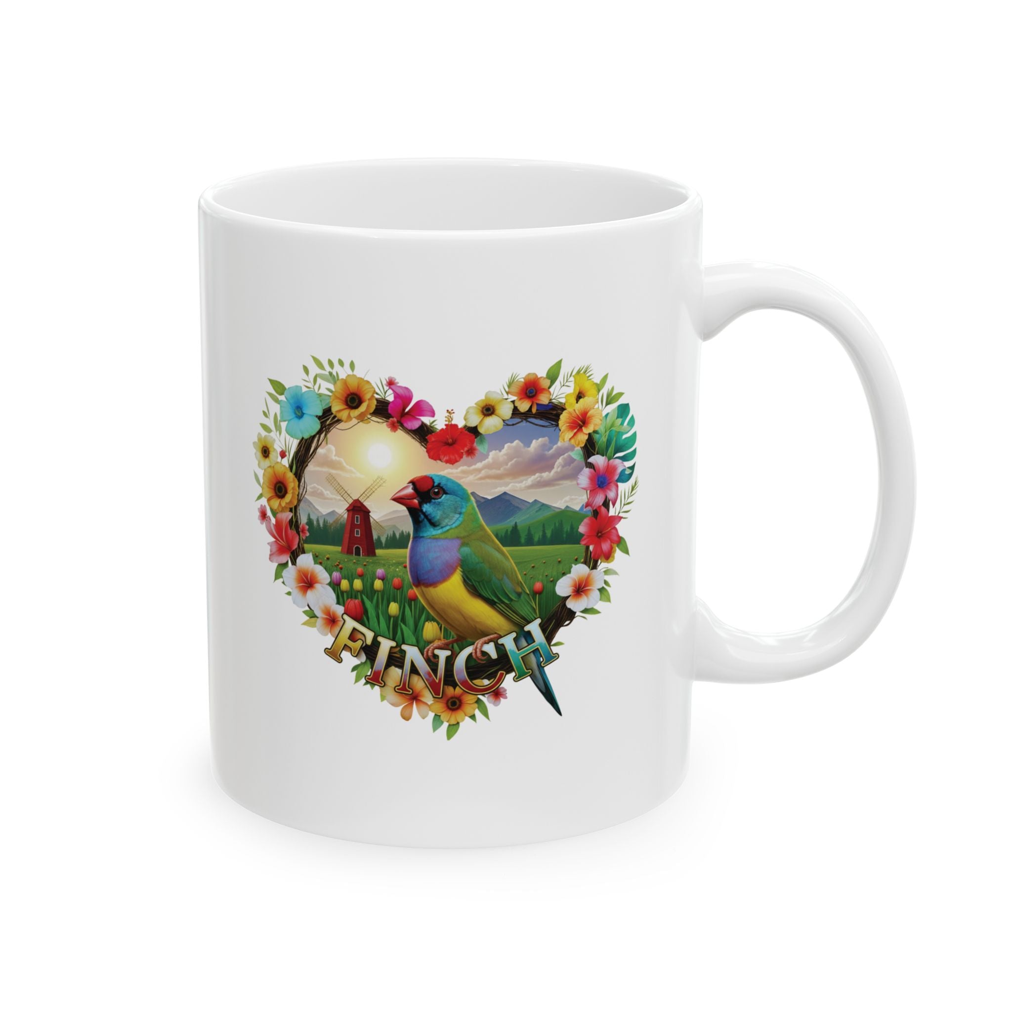Colorful Finch Art Mug