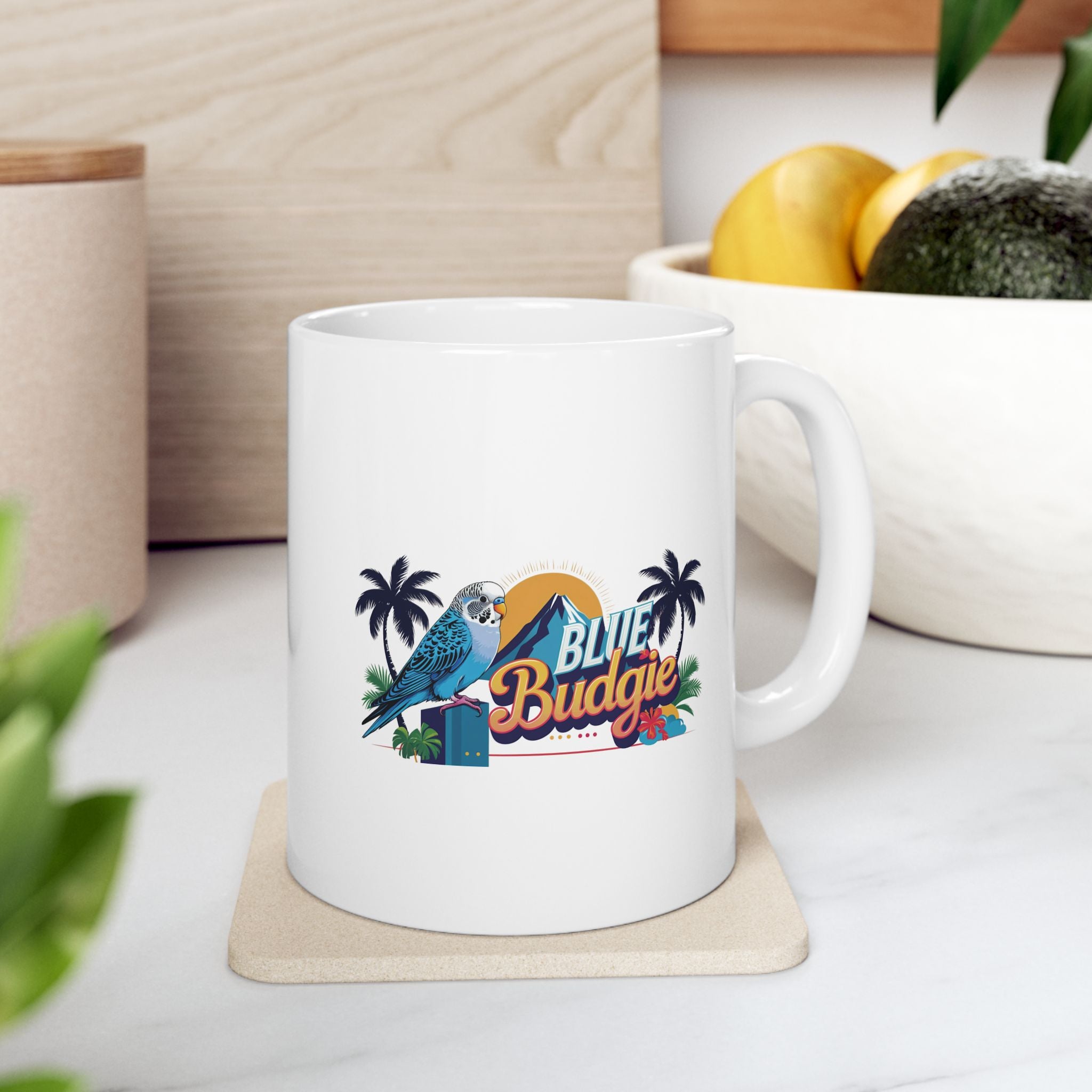 Blue Budgie Sunset Mountain Mug