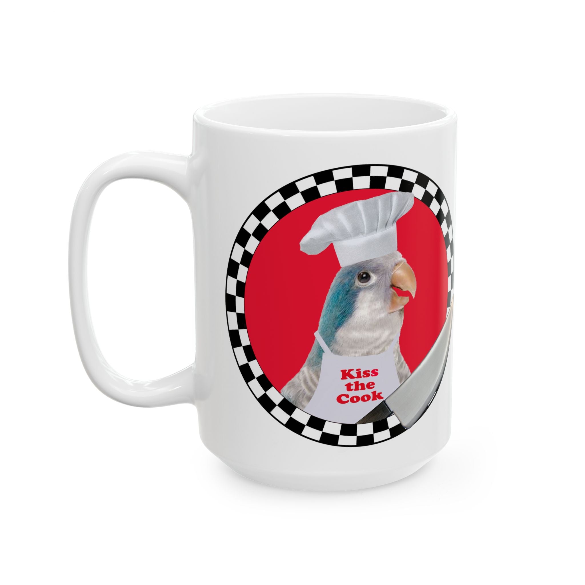 Kiss The Cook Blue Quaker Mug