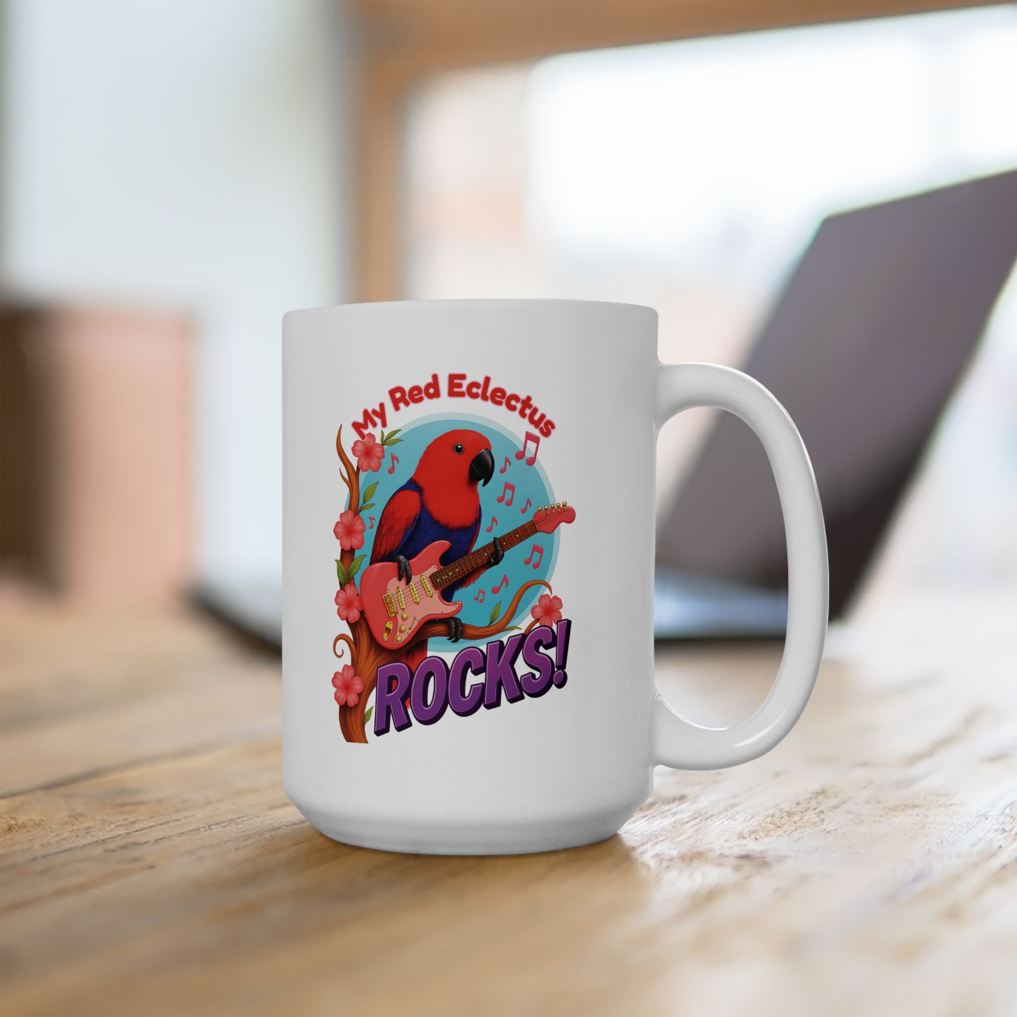 My Red Eclectus Rocks Music Mug