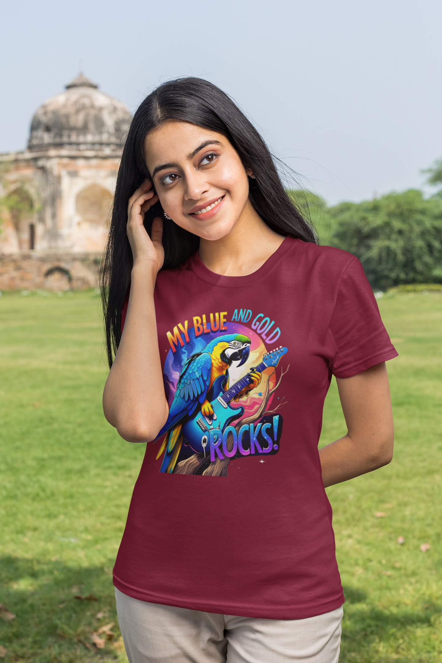 Blue & Gold Macaw Rock Cotton Tee