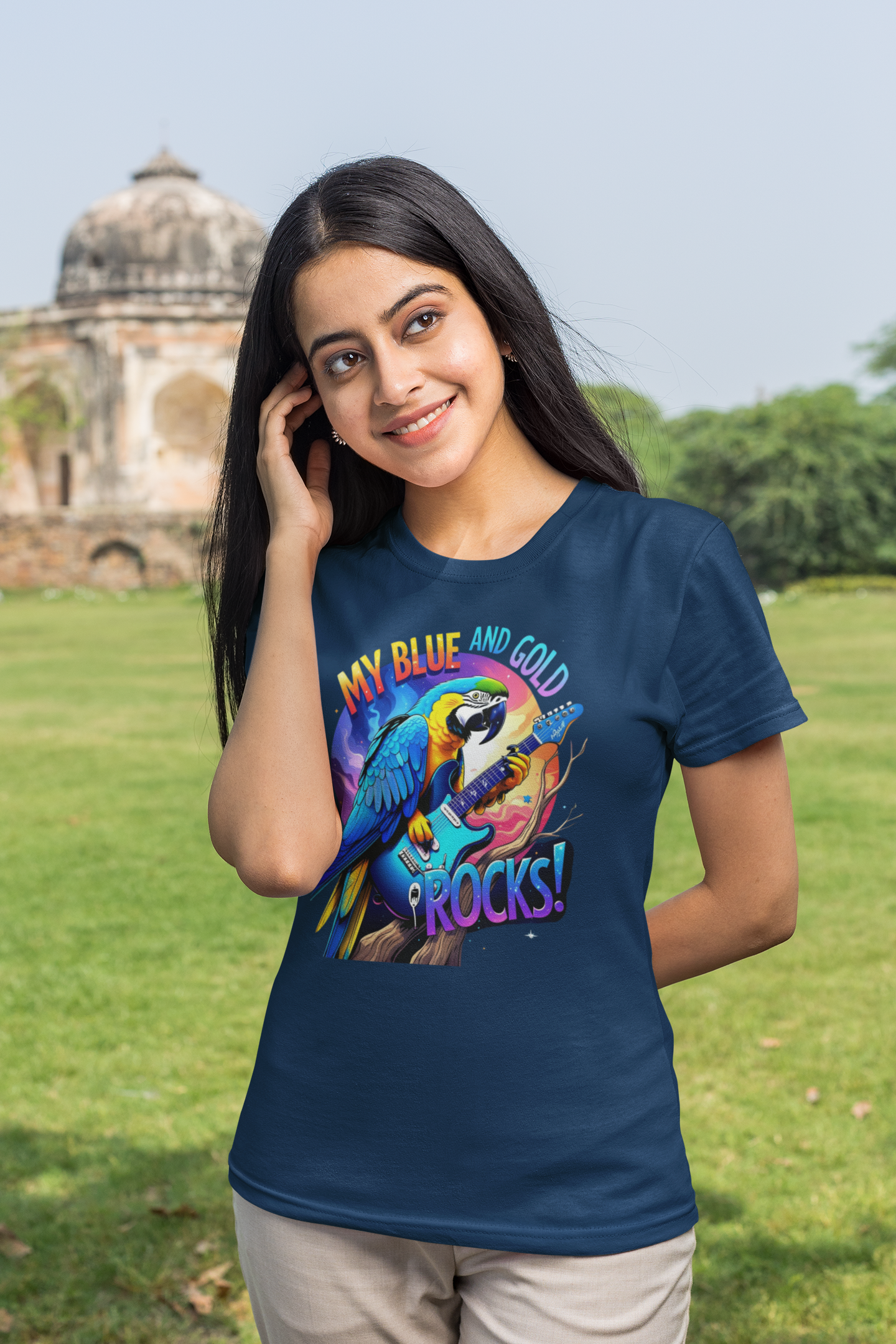 Blue & Gold Macaw Rock Cotton Tee