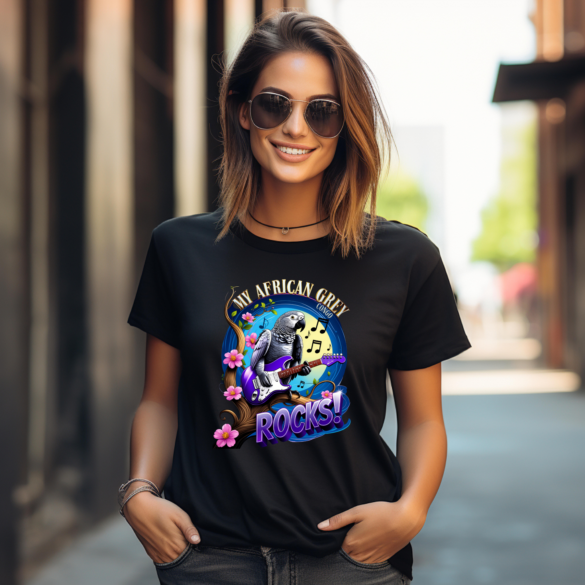 African Grey Congo Rocks Parrot T-Shirt