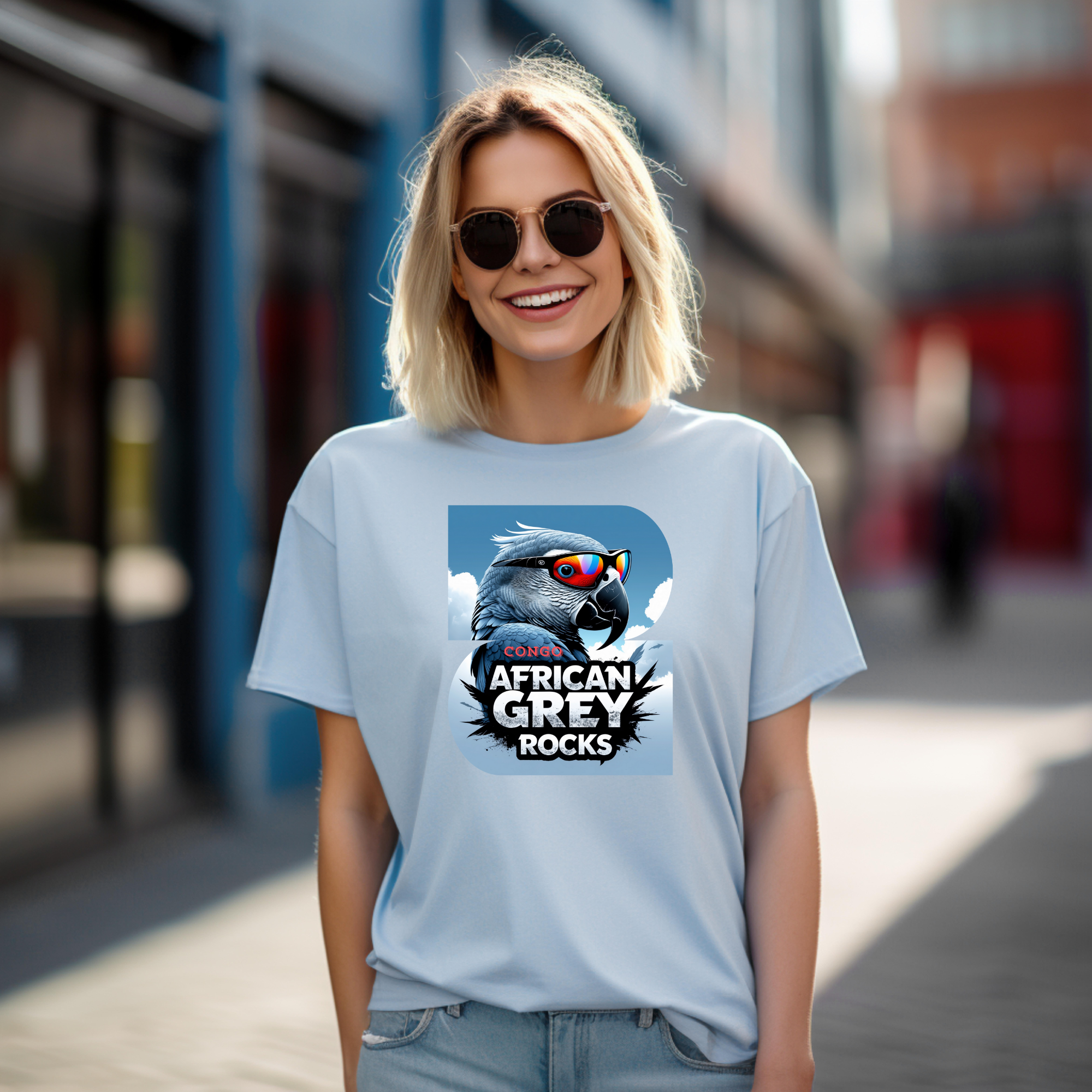 African Grey Congo Rocks Parrot Tee