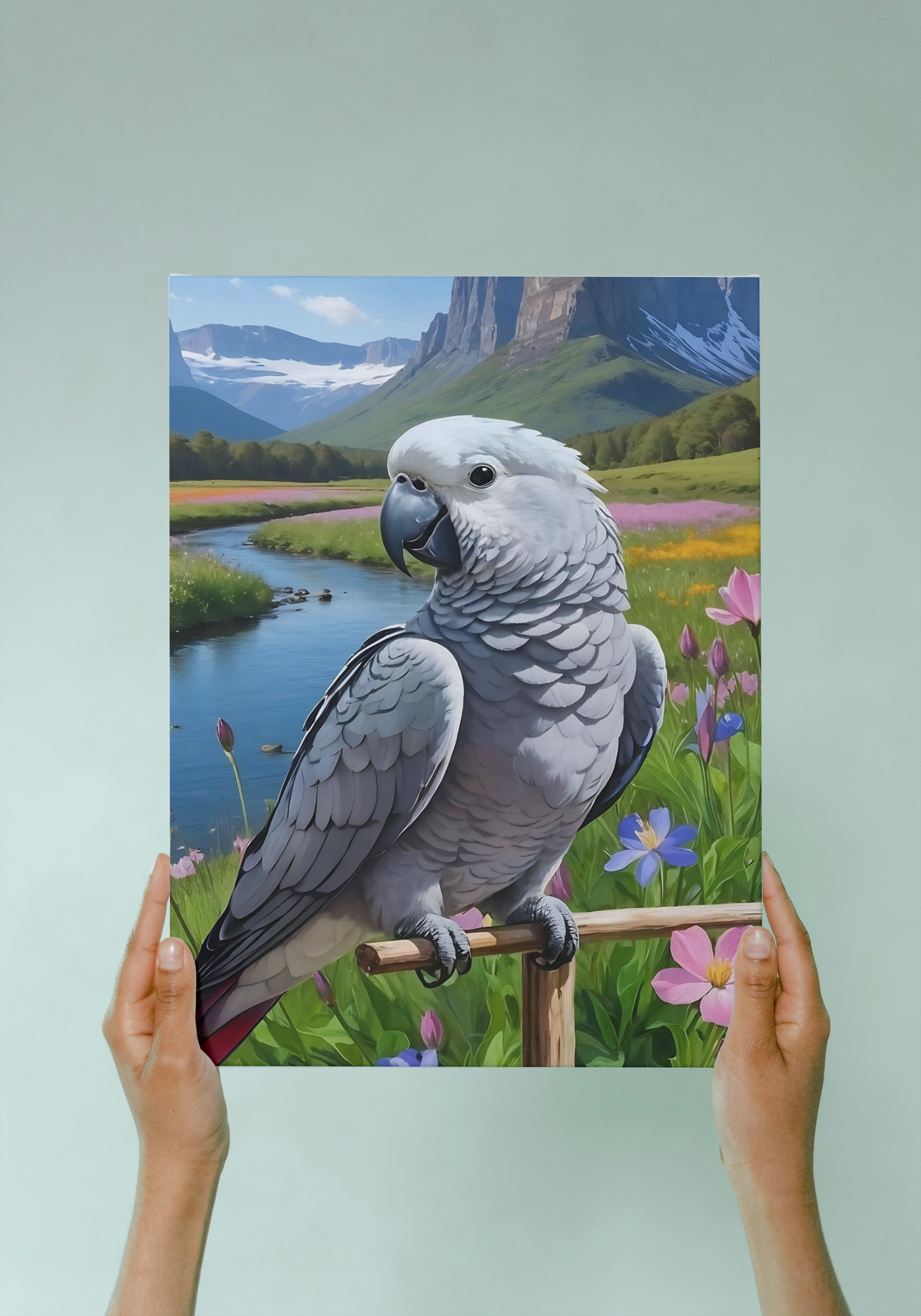 African Grey Congo Canvas Art Wall Hanging