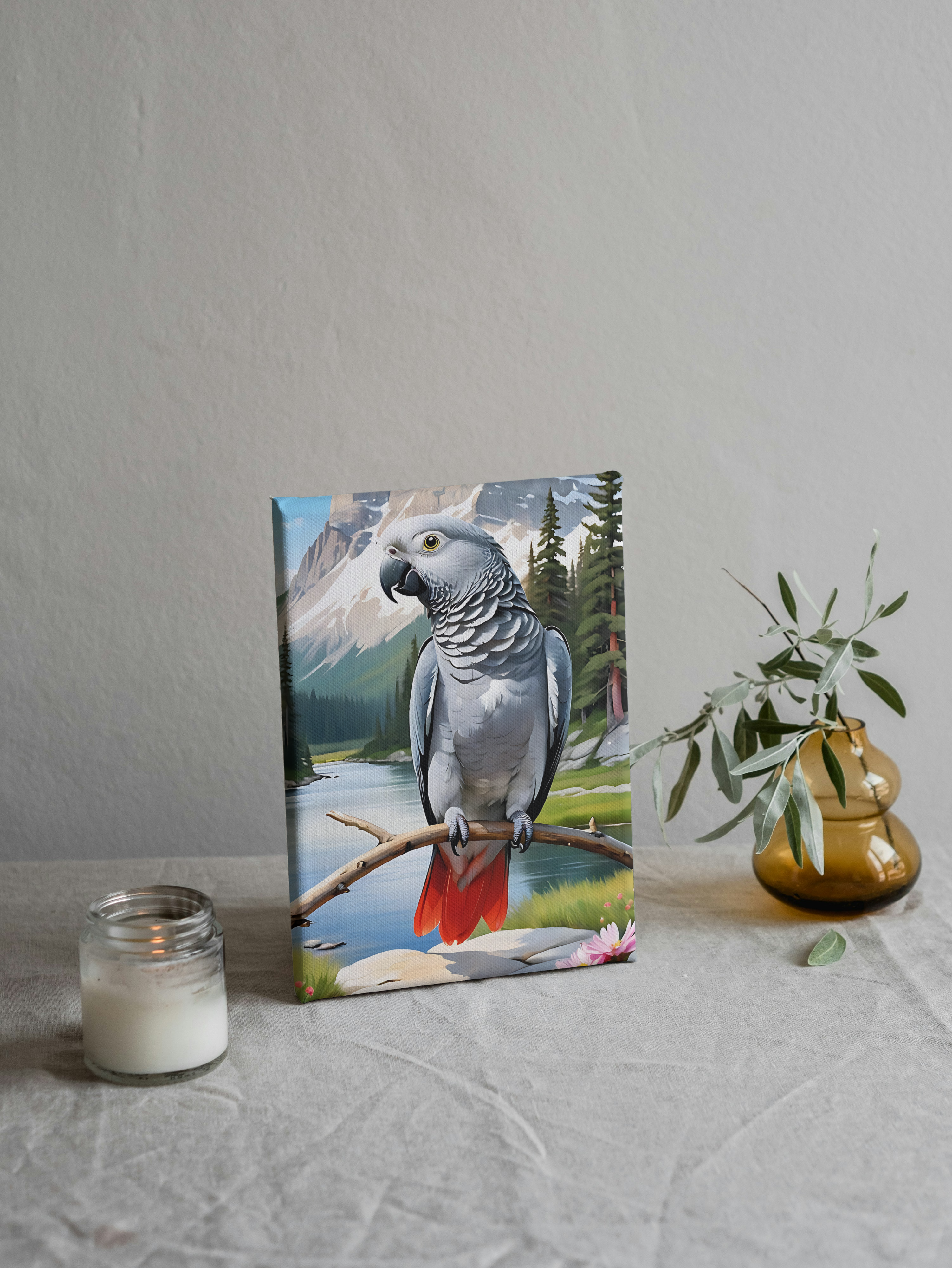 African Grey Congo Canvas Wall Hangings